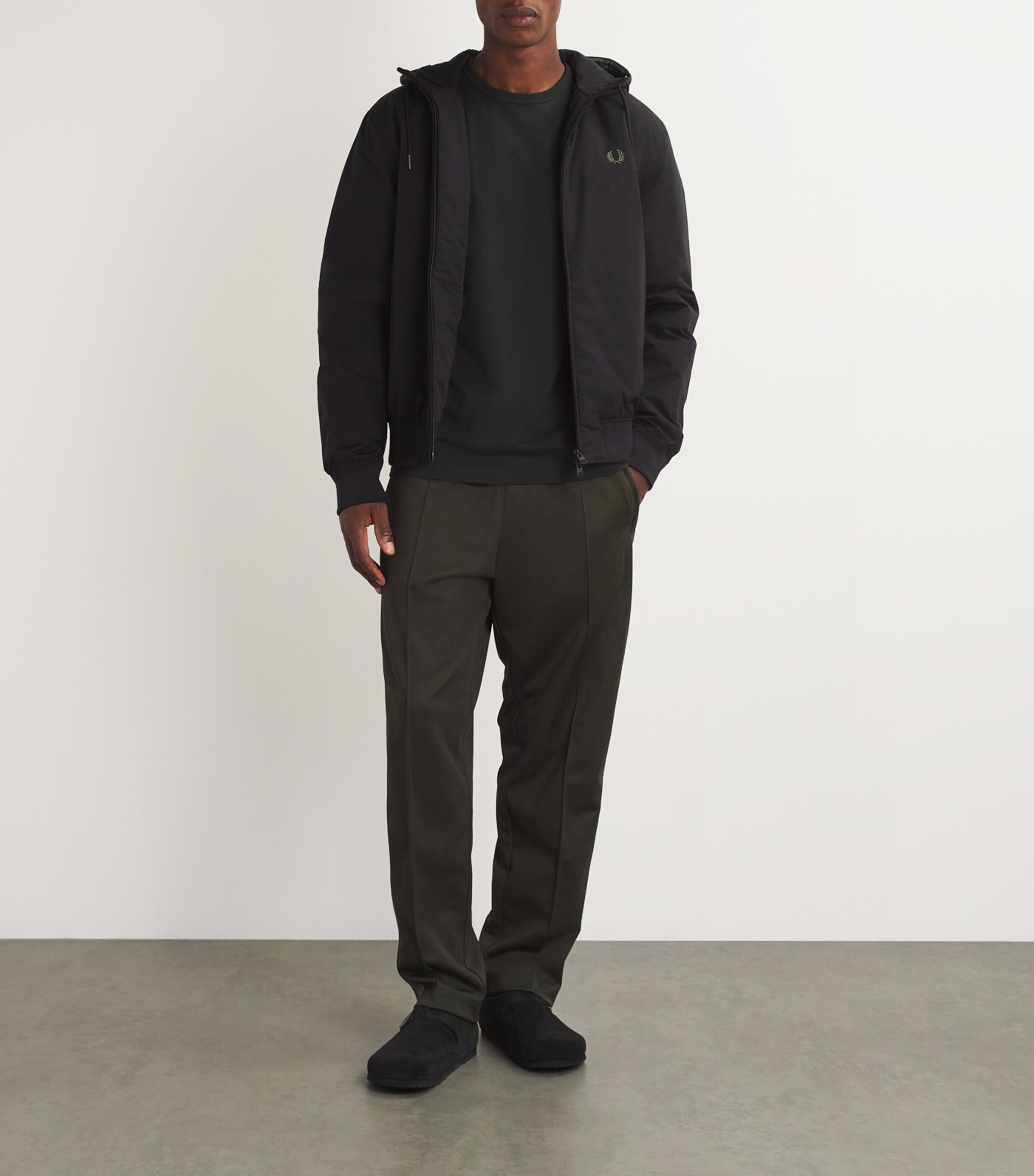 Fred Perry Mens Hooded Brentham Jacket Black Image 2