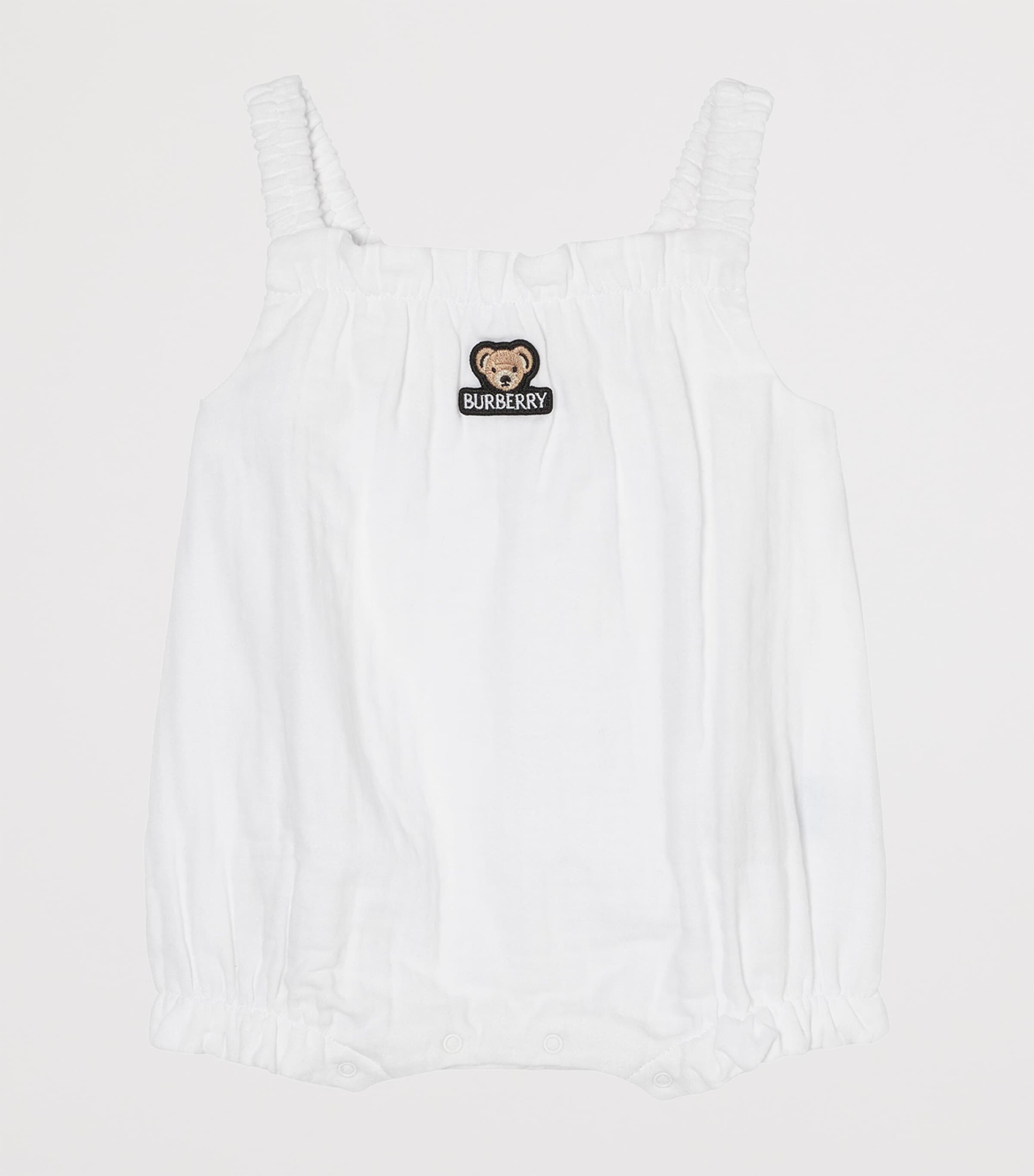 Burberry Kids Cotton Thomas Bear Playsuit and Hat Set (1-18 Months) White Image 2
