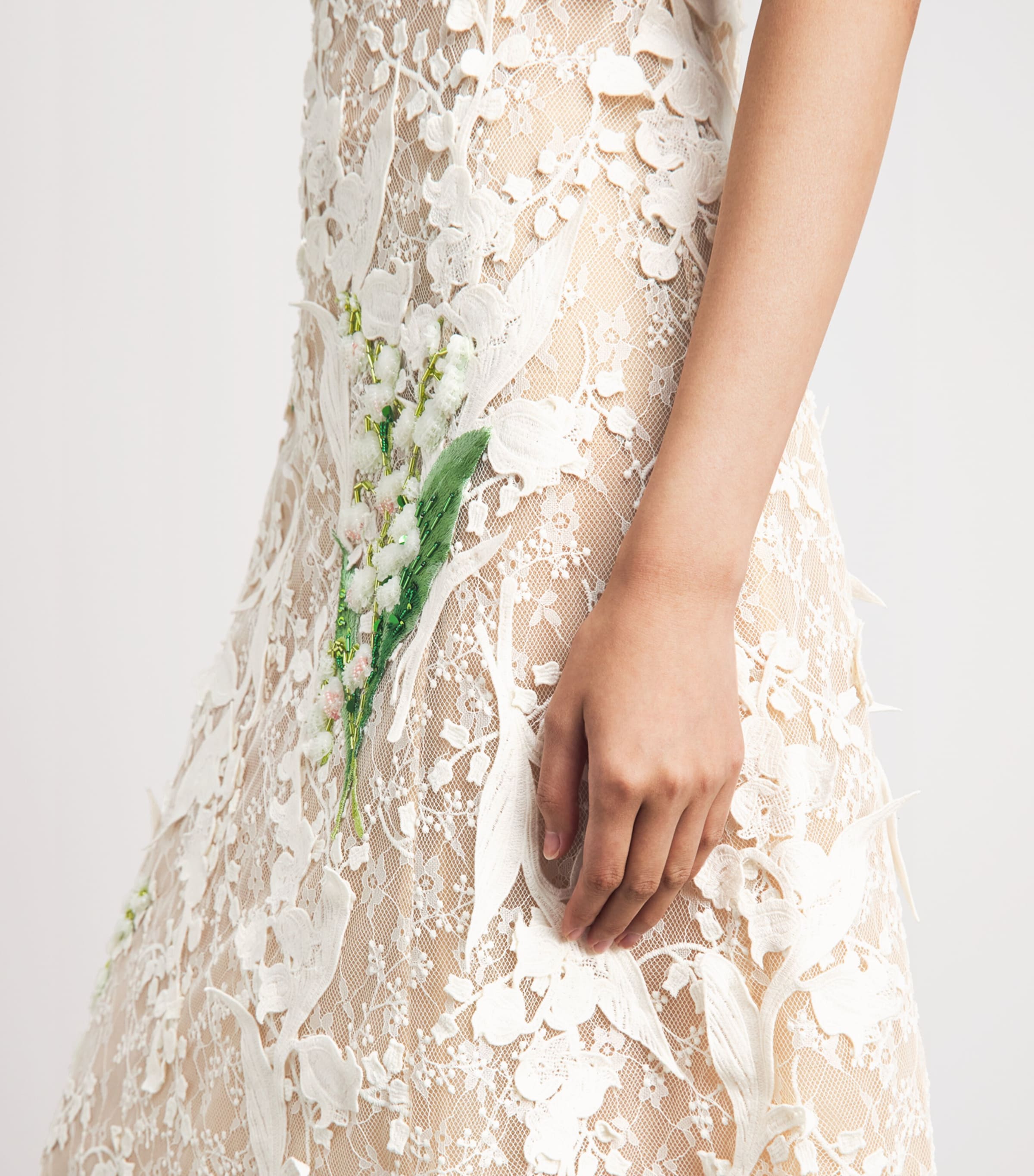 LEO LIN Womens Lace Embellished Cleo Midi Dress Snow Image 3