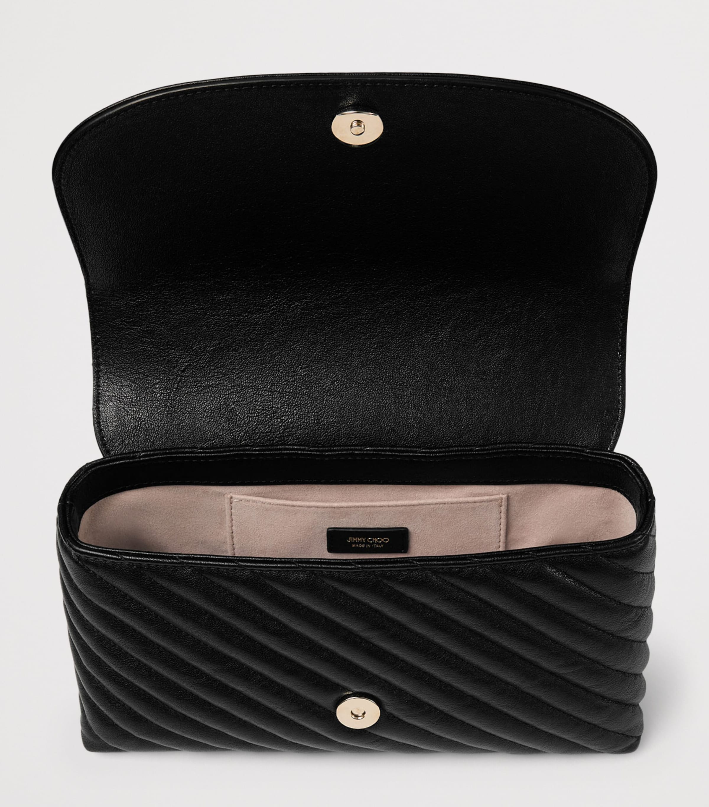 Jimmy Choo Medium Leather Curve Cross-Body Bag Black/shiny Gold Image 5