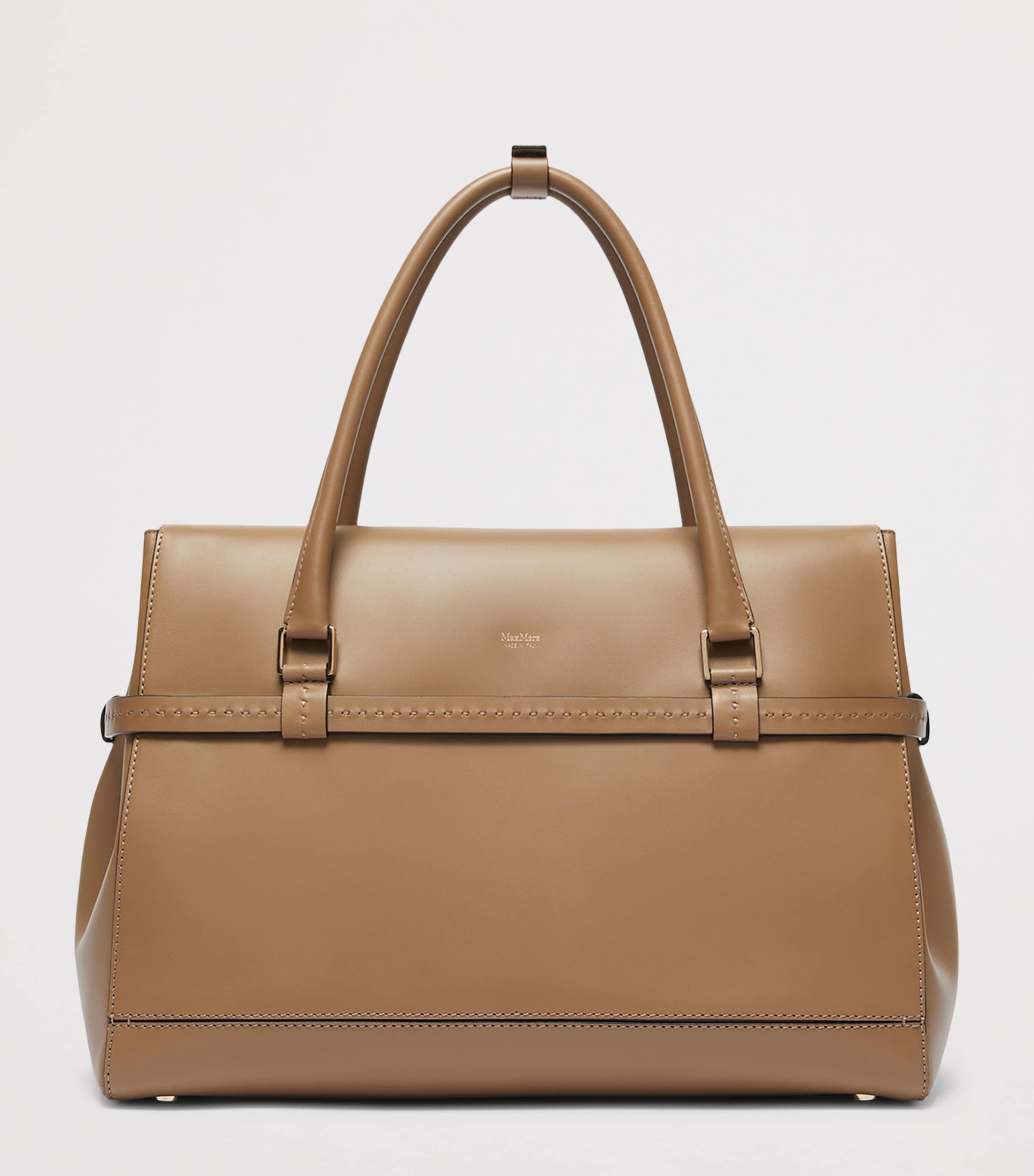Medium Leather Margaux Top-Handle Bag MUD Image 6
