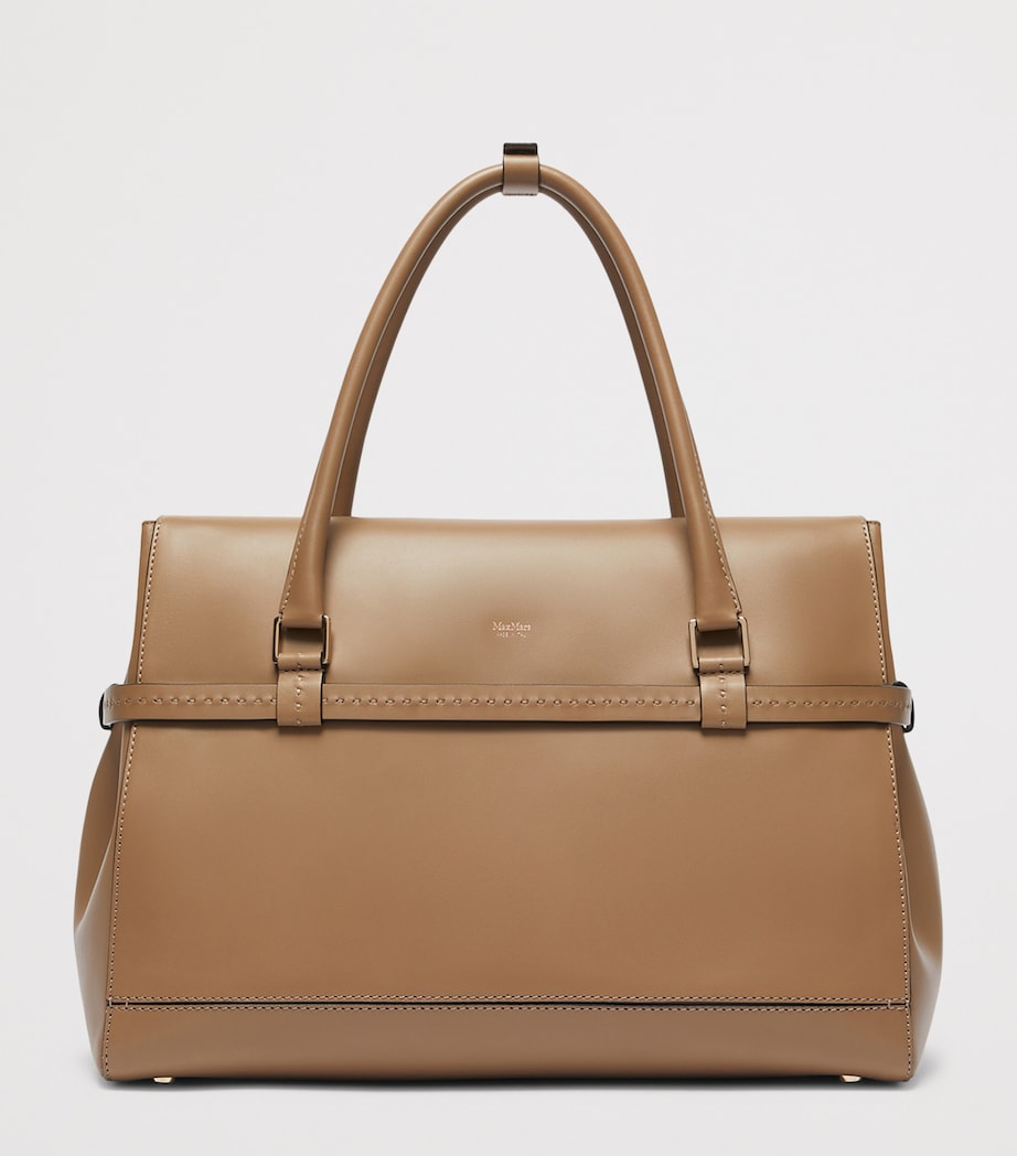 Medium Leather Margaux Top-Handle Bag MUD Image 6