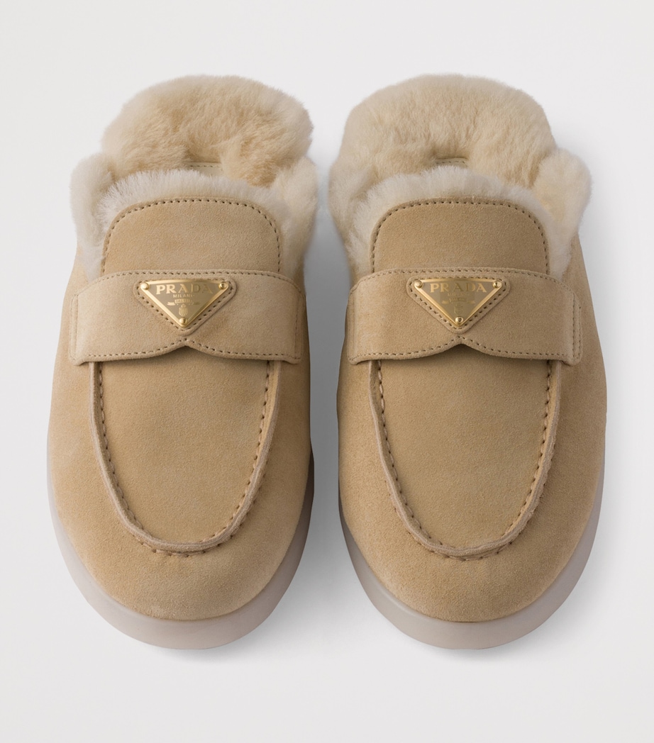 Suede Shearling-Lined Mules F0379 Image 3