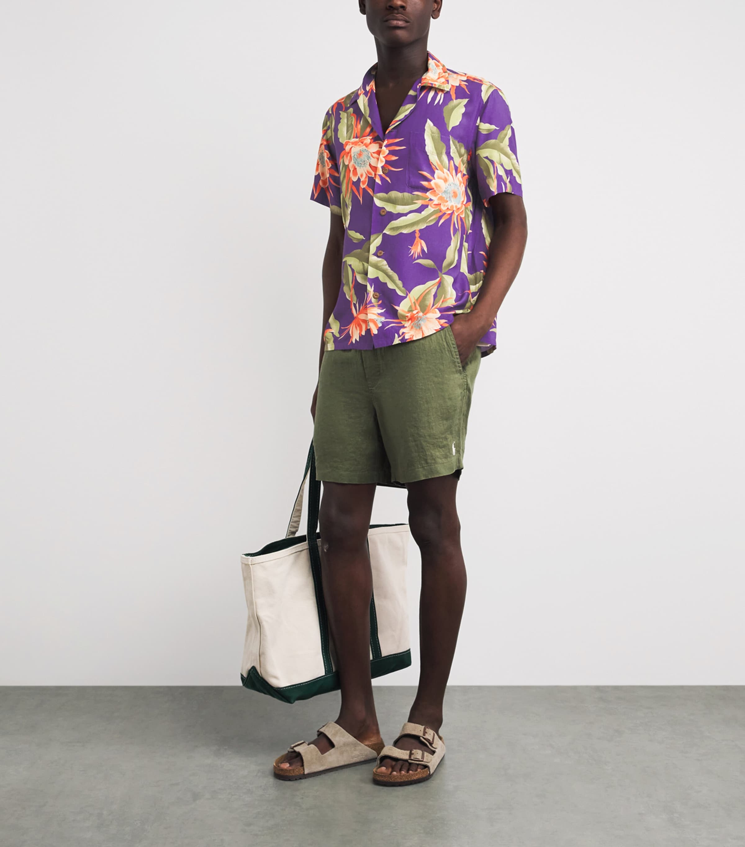 Polo Ralph Lauren Mens Palm Print Short-Sleeve Shirt Prpl Sthfc Flrl Image 2