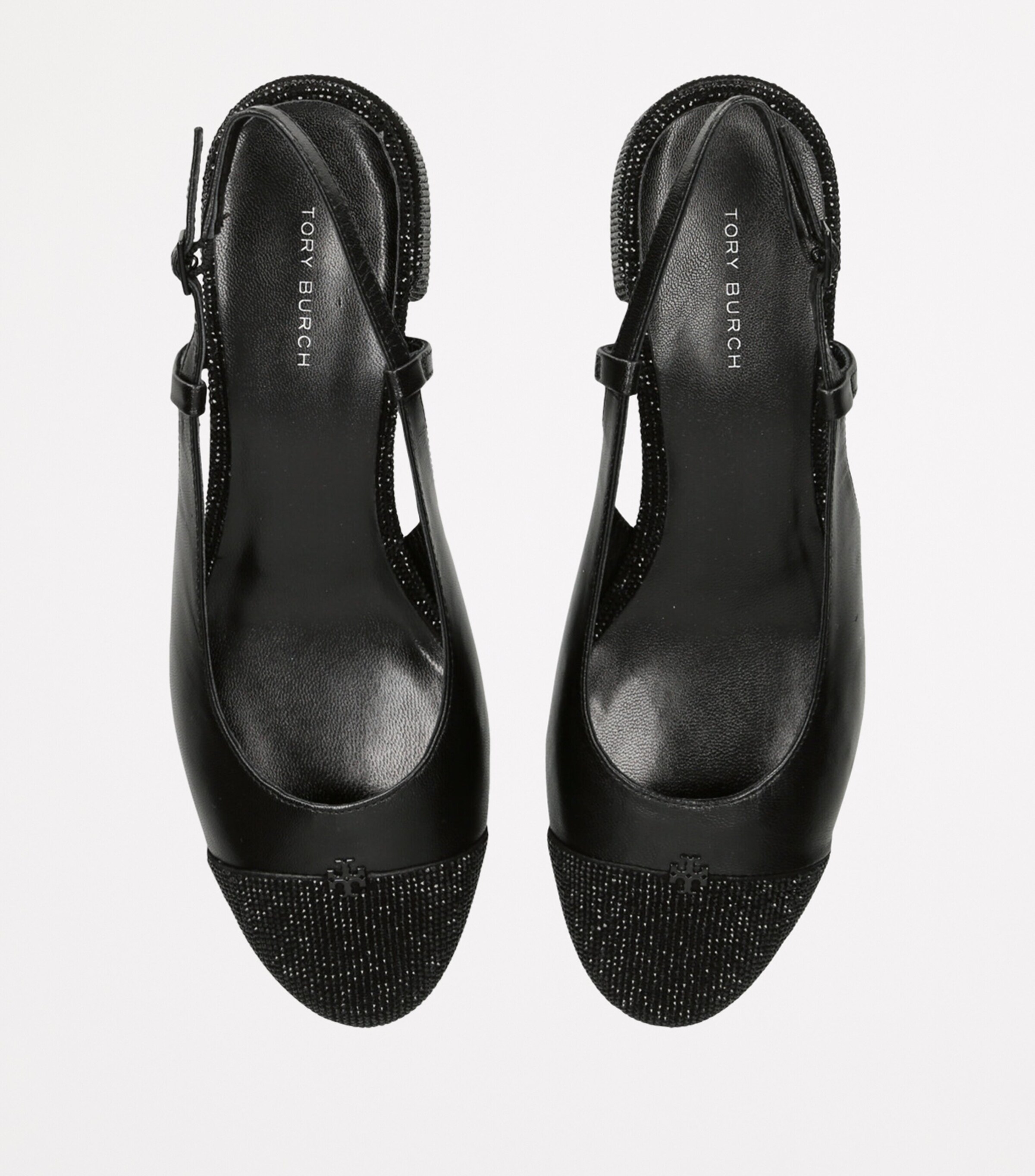Tory Burch Leather Embellished Slingback Pumps 45 Black Image 4