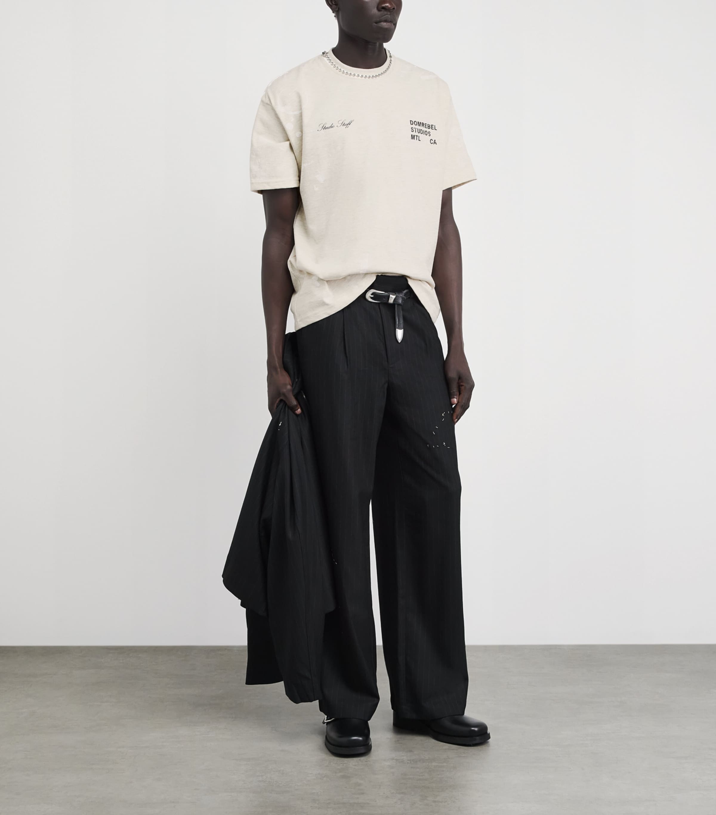 DOMREBEL Mens Cotton Staff T-Shirt Greige Image 2