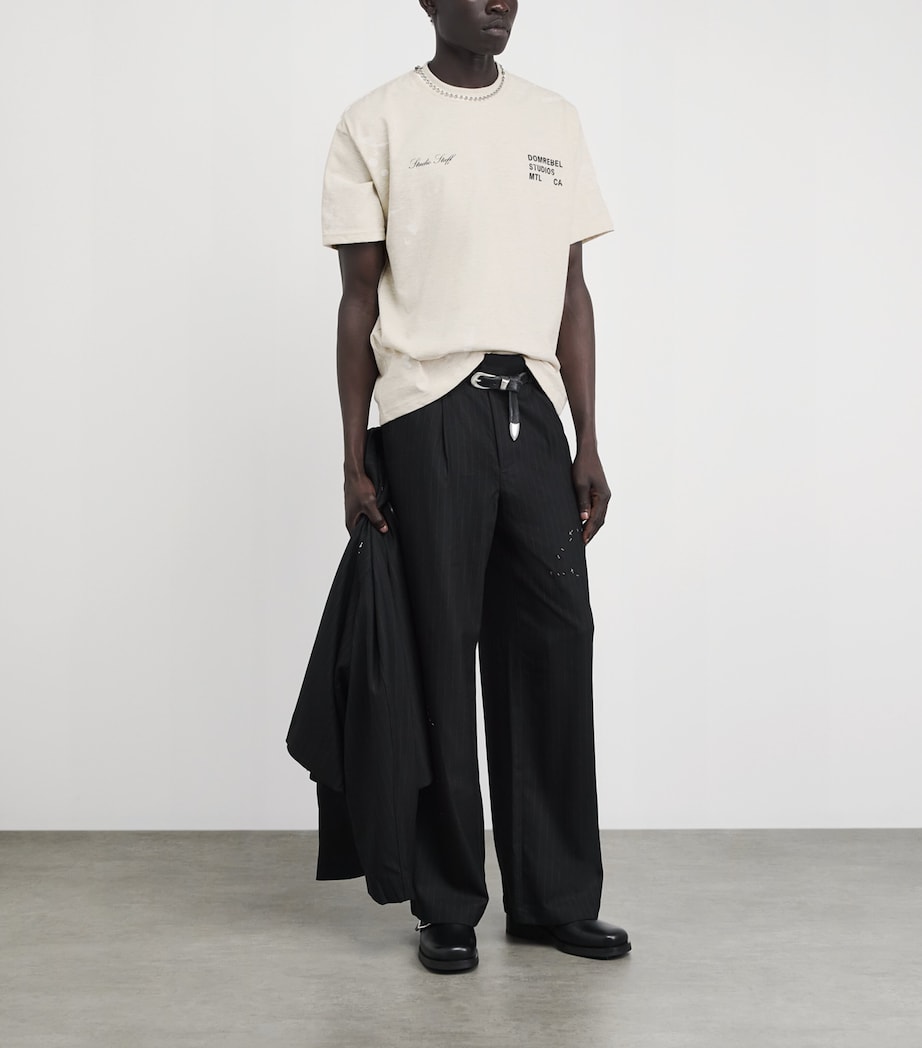 DOMREBEL Mens Cotton Staff T-Shirt Greige Image 2