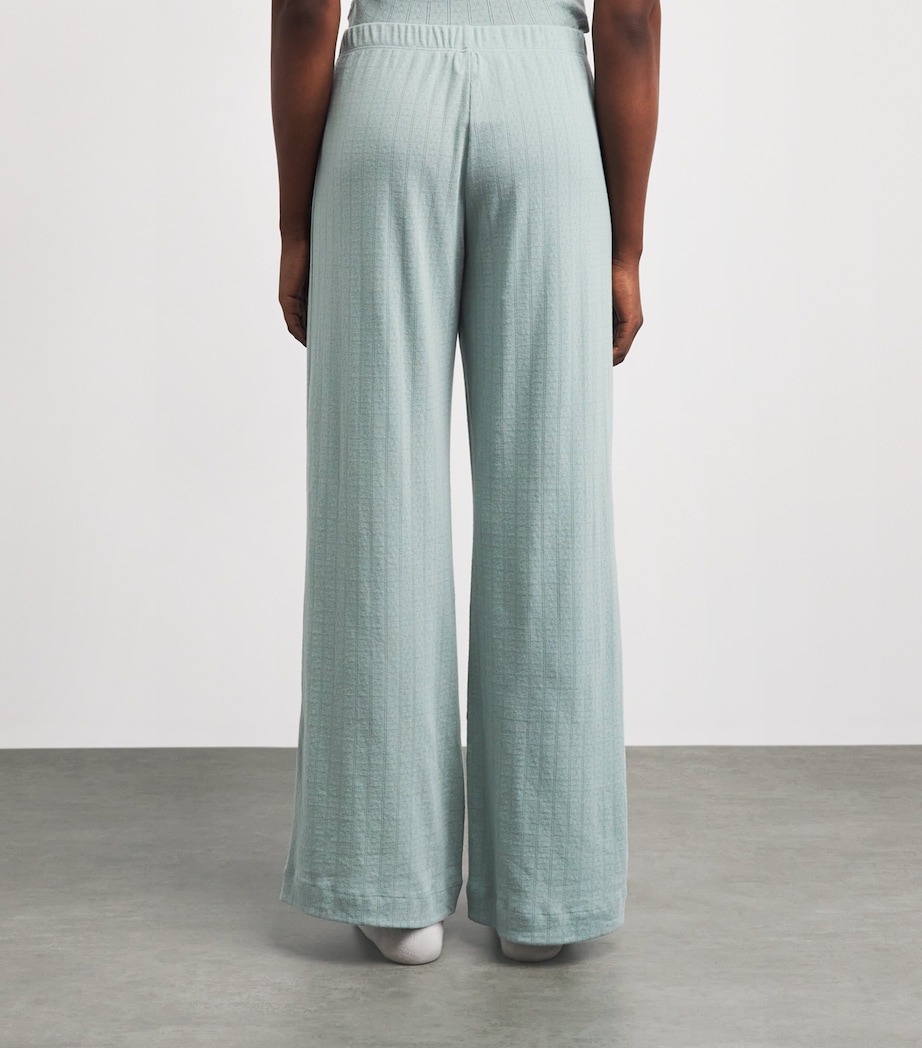 LESET Womens Cotton Pointelle Lounge Trousers Eucalyptus Image 5