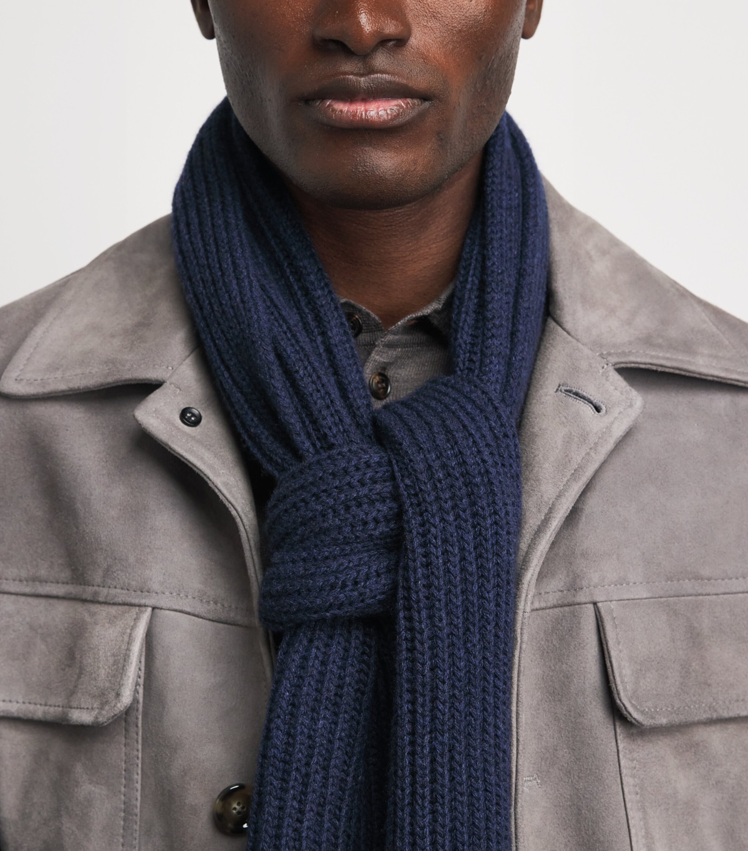 Johnstons Of Elgin Cashmere Lovat Ribbed Scarf Barra Navy Image 2