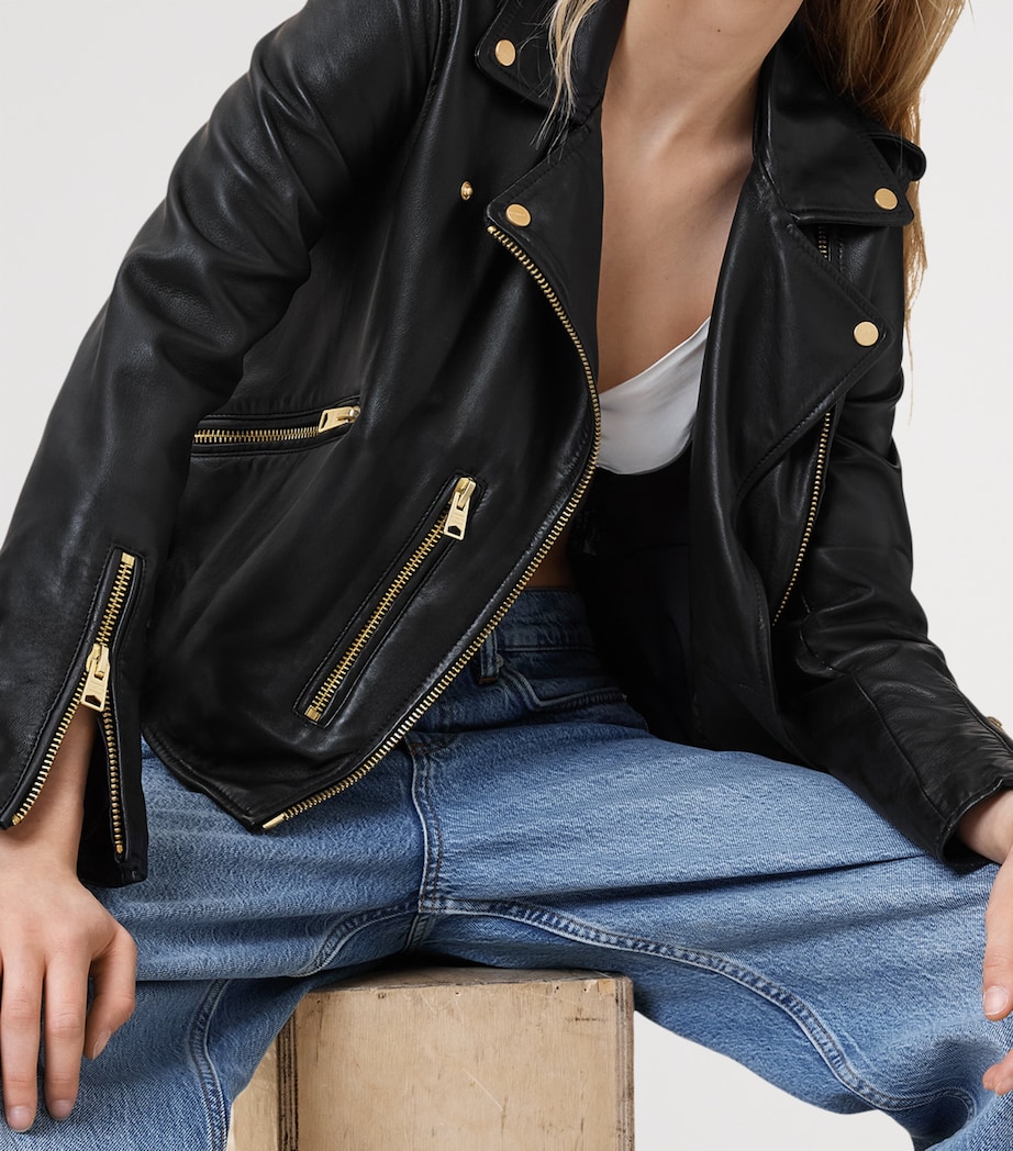 Leather Balfern Jacket BLACK/GOLD Image 4
