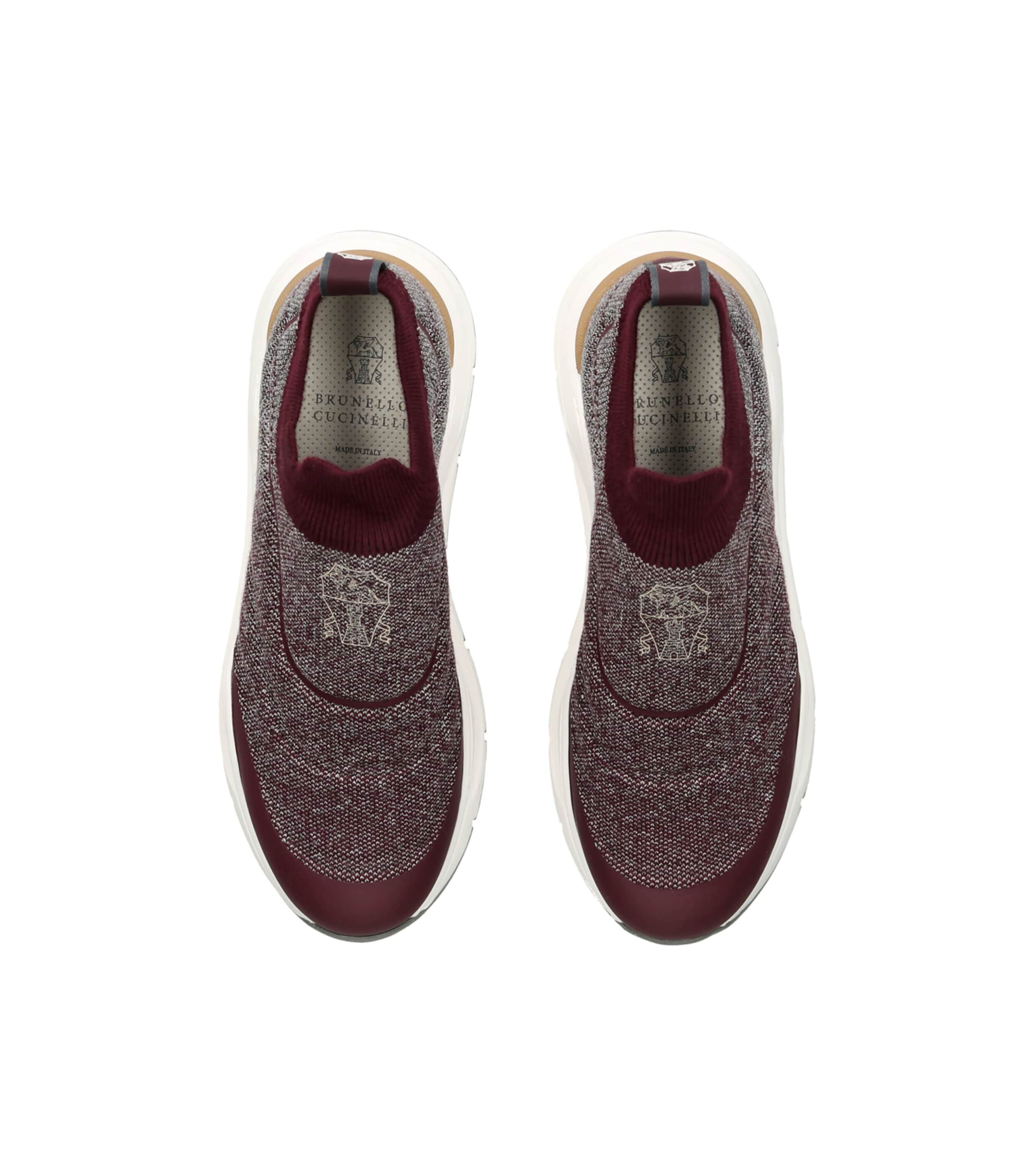 Brunello Cucinelli Kids Knitted Slip-On Sneakers Wine Comb Image 3