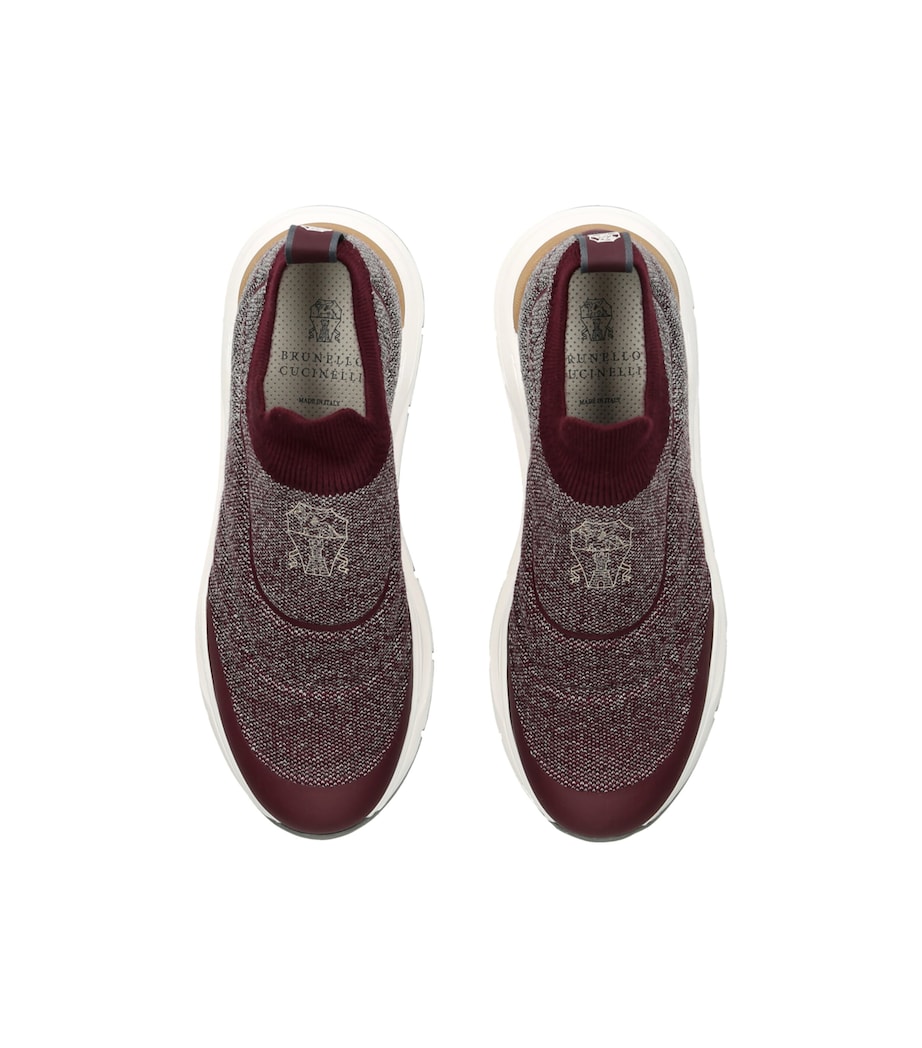 Brunello Cucinelli Kids Knitted Slip-On Sneakers Wine Comb Image 3