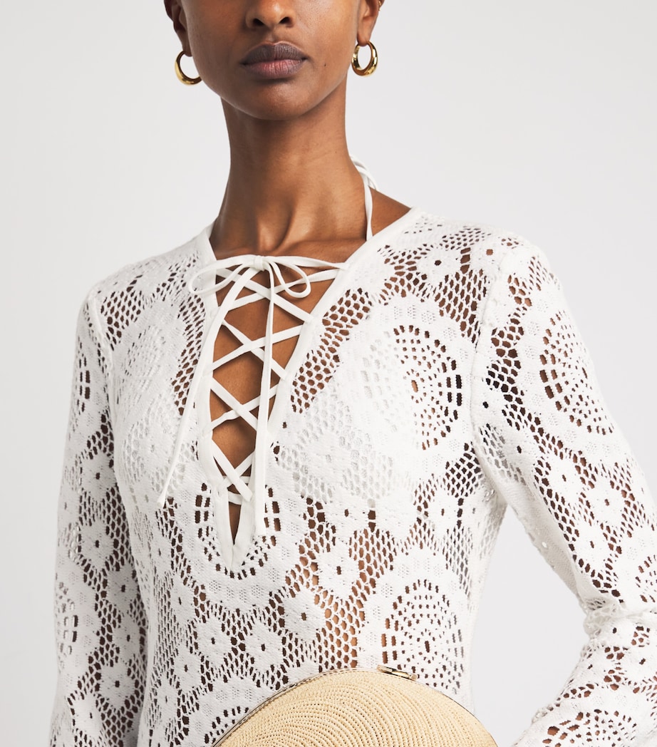Crochet Hawthorne Midi Dress WHITE Image 4