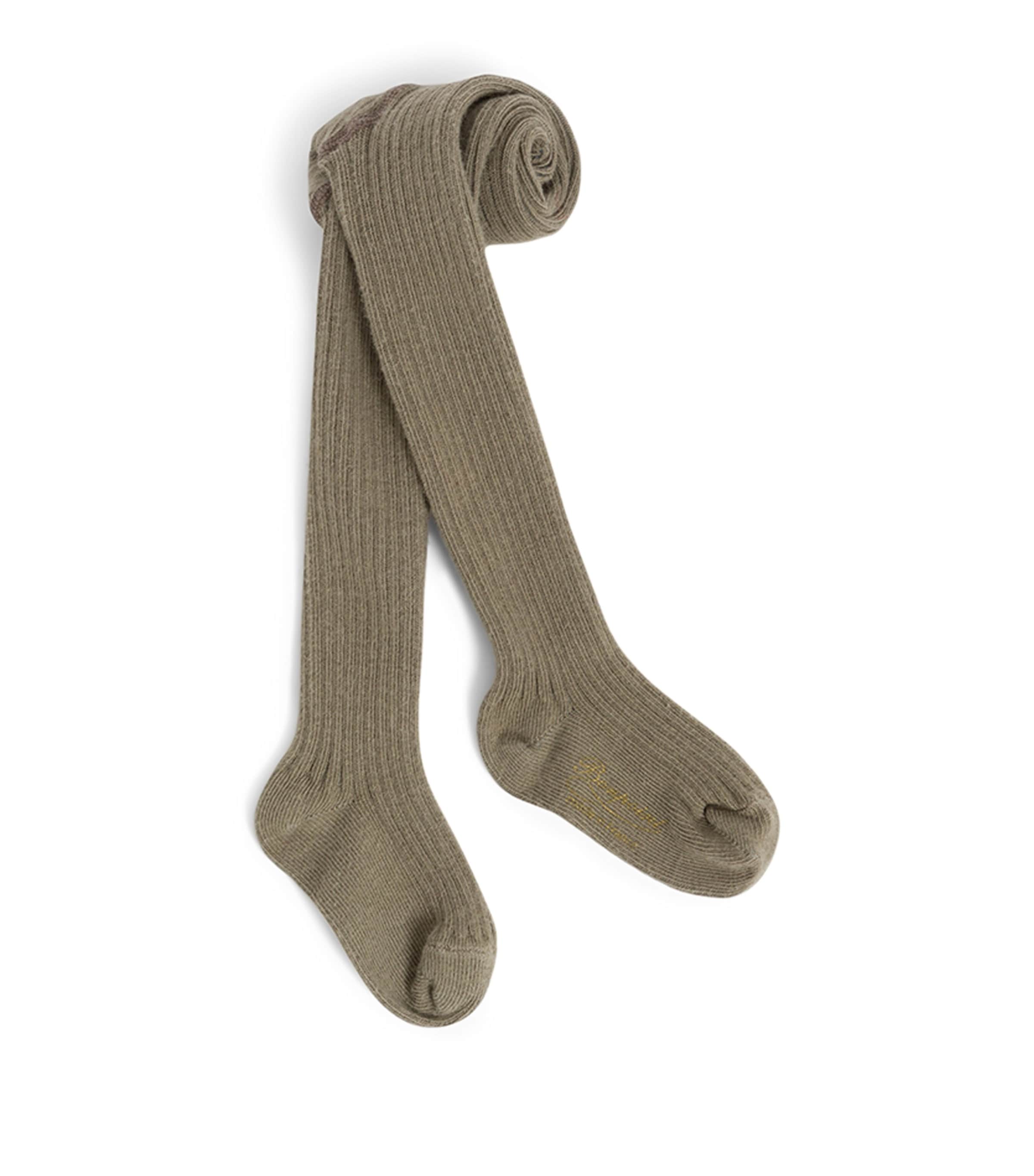 Cotton-Blend Ribbed Tights (3-24 Months) TAUPE Image 1