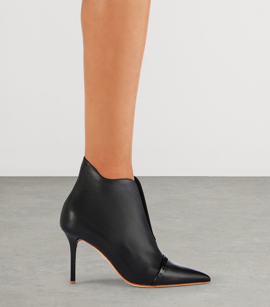 Leather Cora Heeled Ankle Boots 85 BLACK Image 2