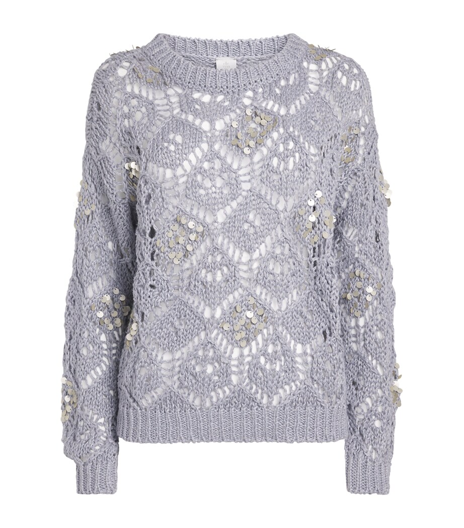 Eleventy Womens Linen Sequin-Embellished Sweater Nuvola Image 1