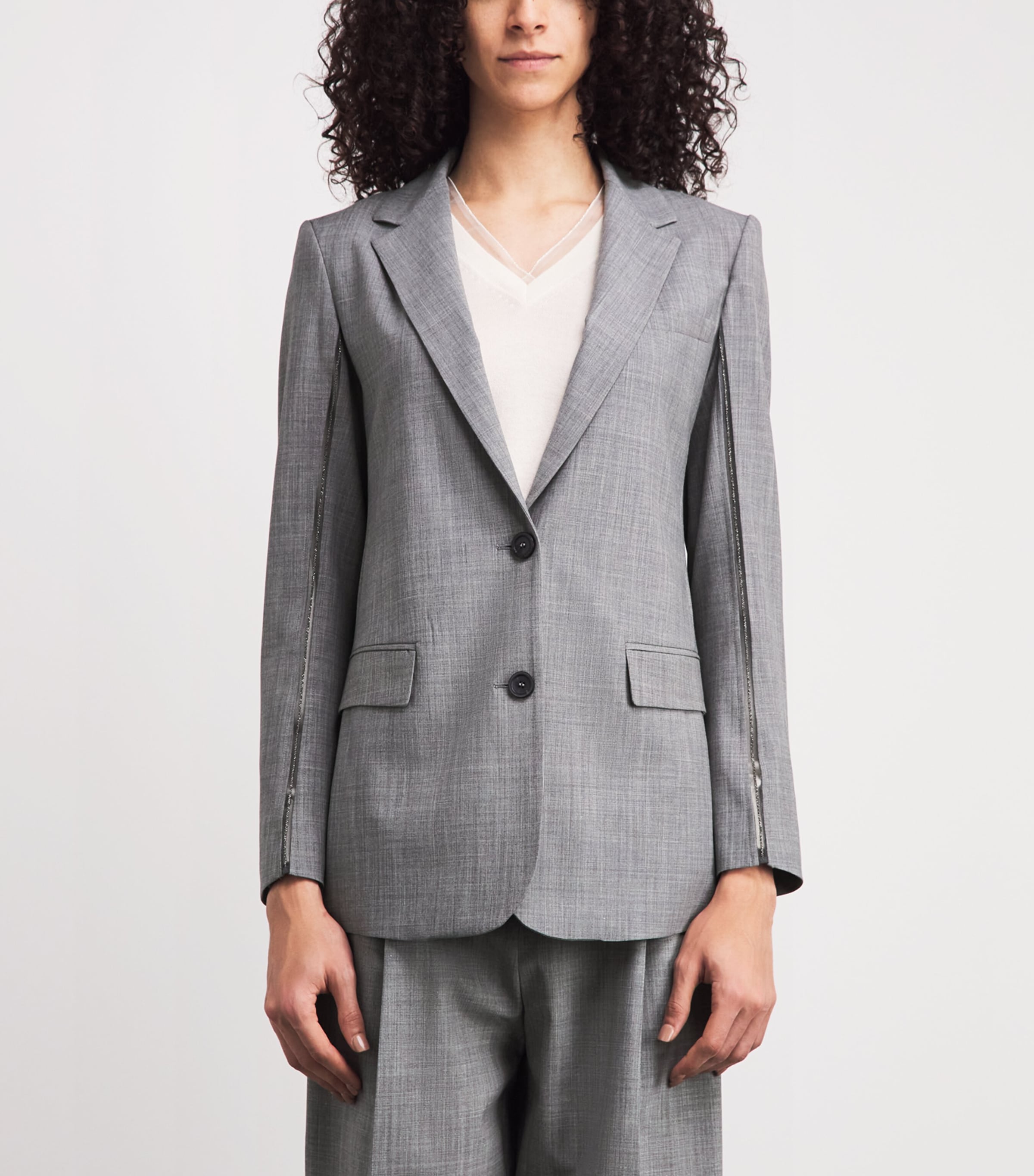 Fabiana Filippi Womens Embellished Wool-Blend Blazer Roccia Melange Image 4