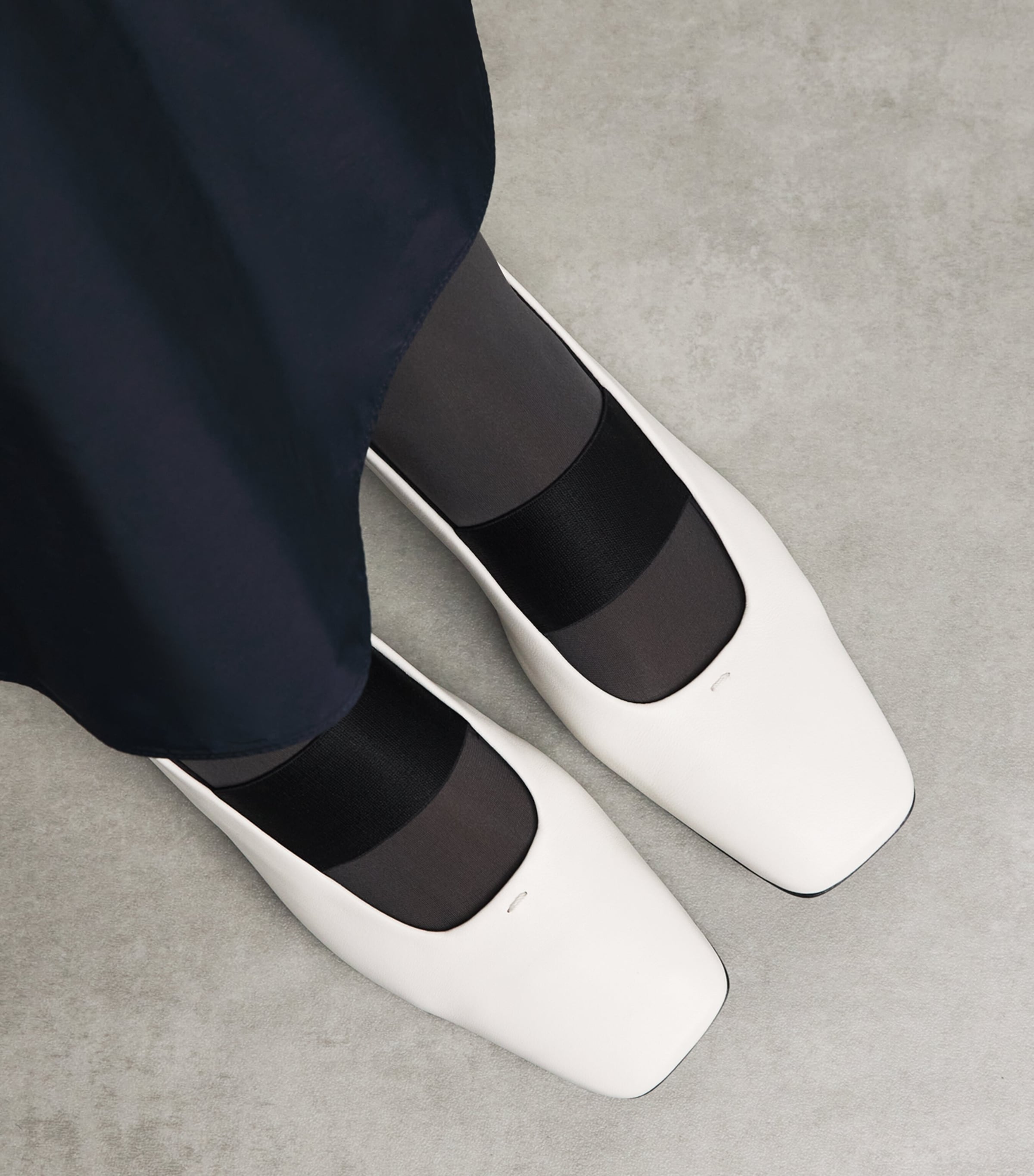 Max Mara Nappa Leather Ballet Flats Ivory Image 2
