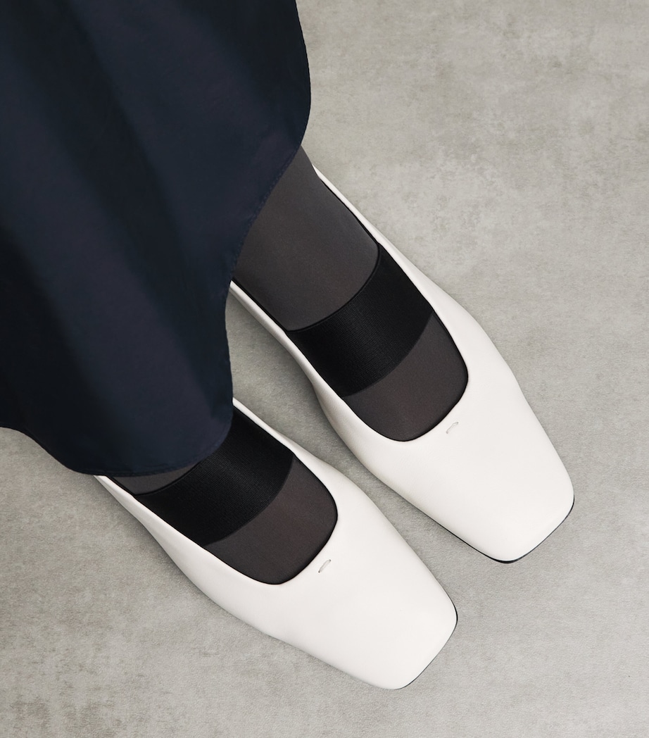 Max Mara Nappa Leather Ballet Flats Ivory Image 2