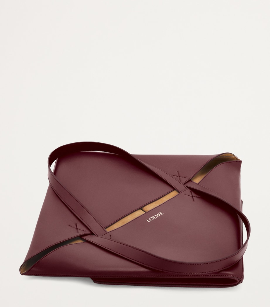 LOEWE Mens XL Leather Puzzle Fold Tote Bag Dark Burgundy Image 7