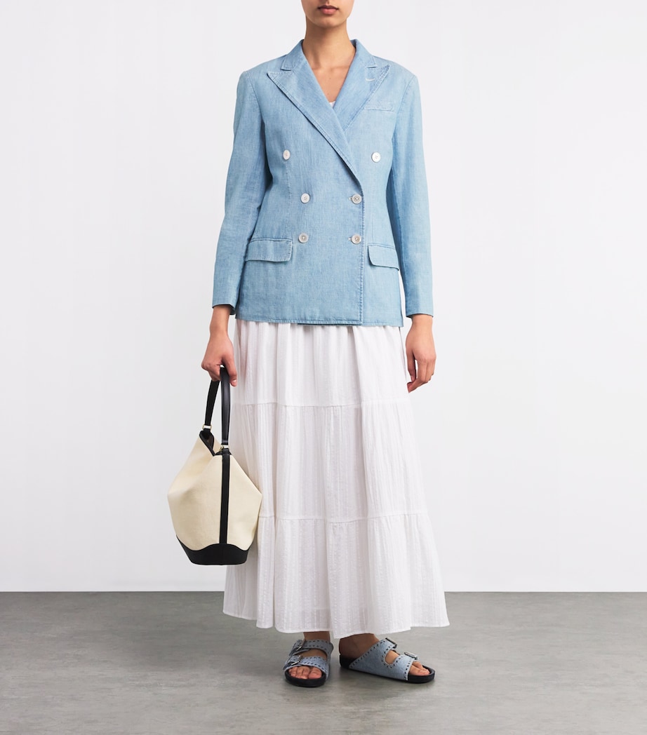 Denim Double-Breasted Blazer CHMBRY BLU Image 2