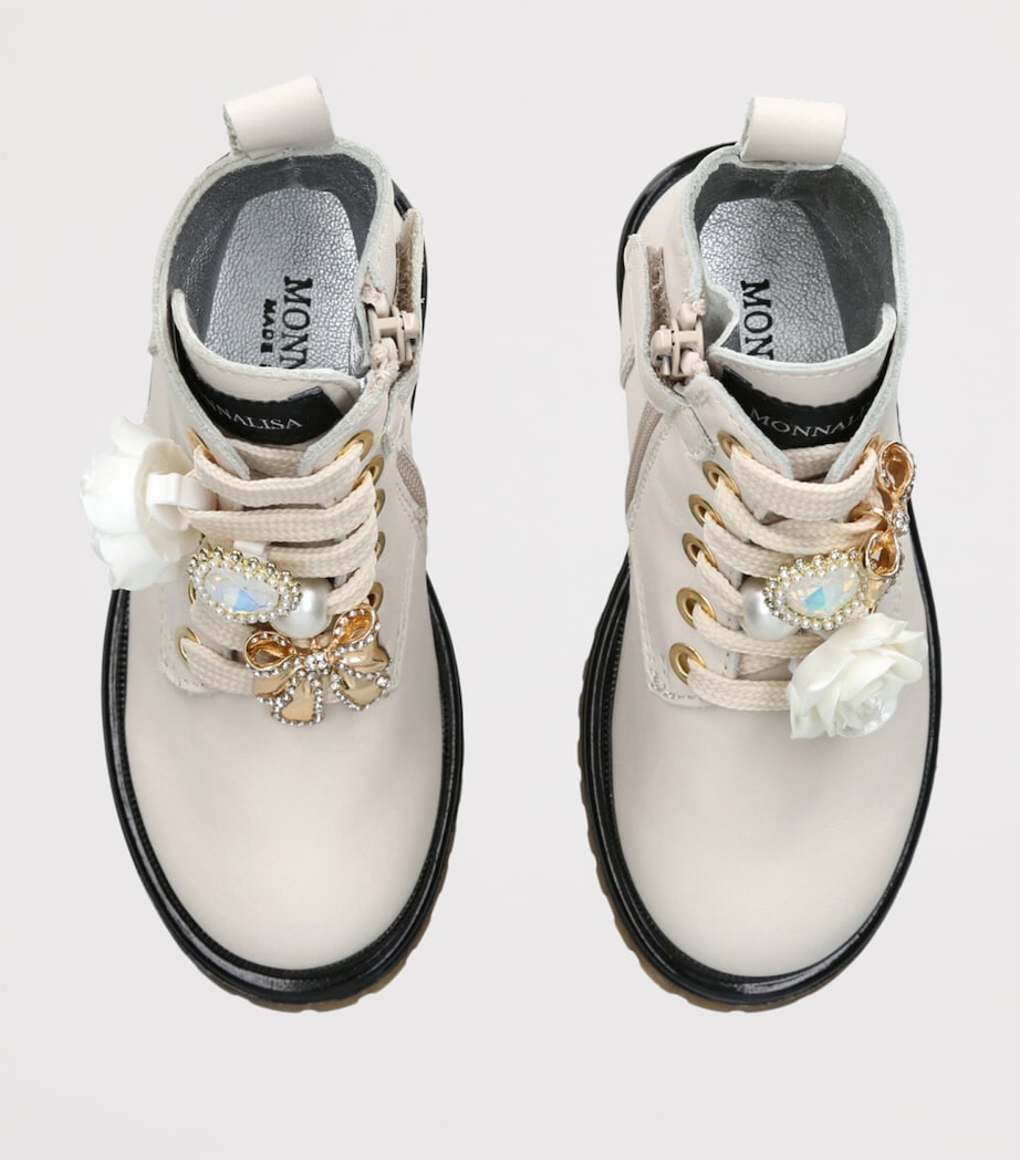 Leather Charm Ankle Boots BONE Image 4