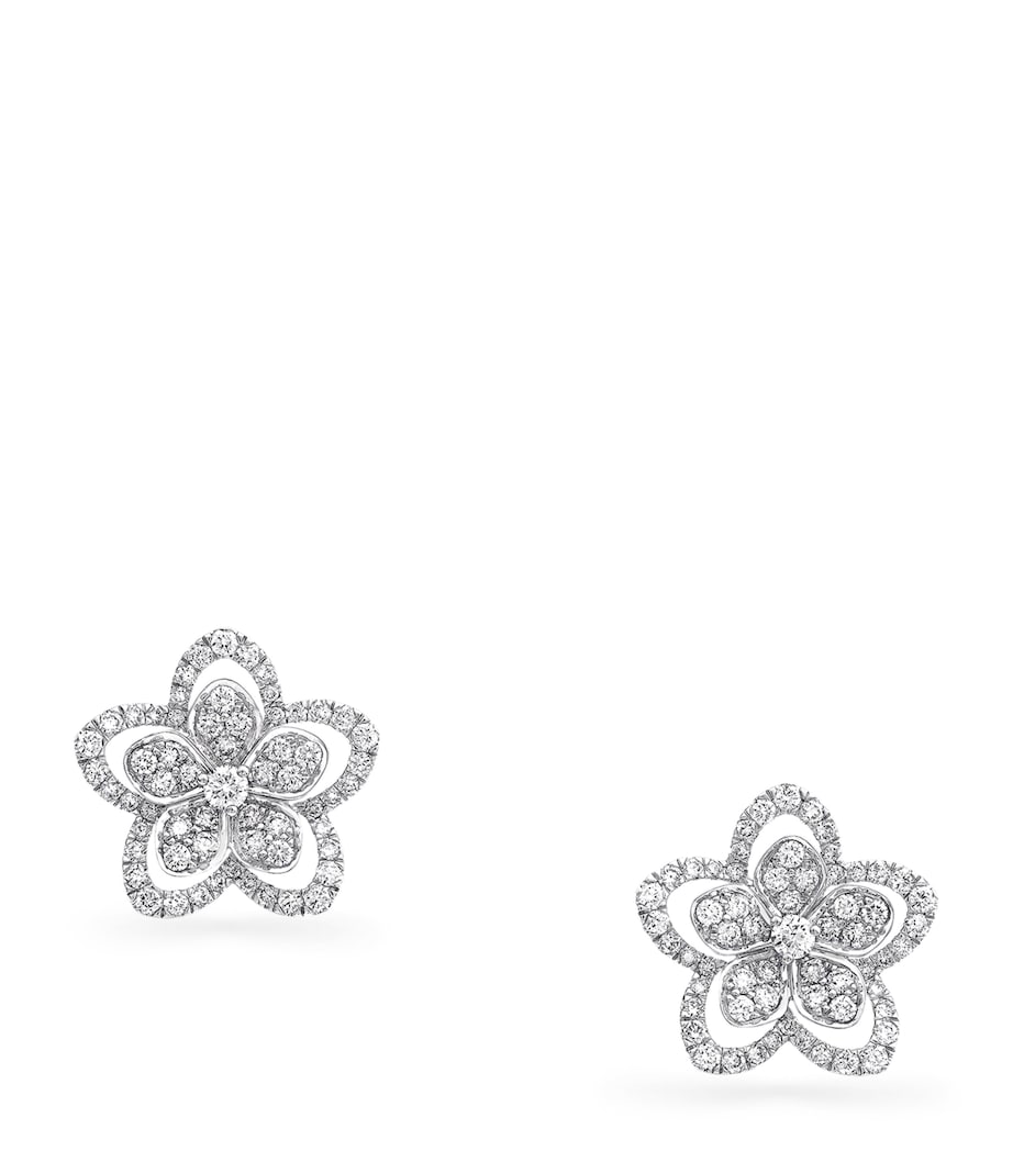 White Gold and Diamond Wild Flower Stud Earrings WHITE GOLD Image 1