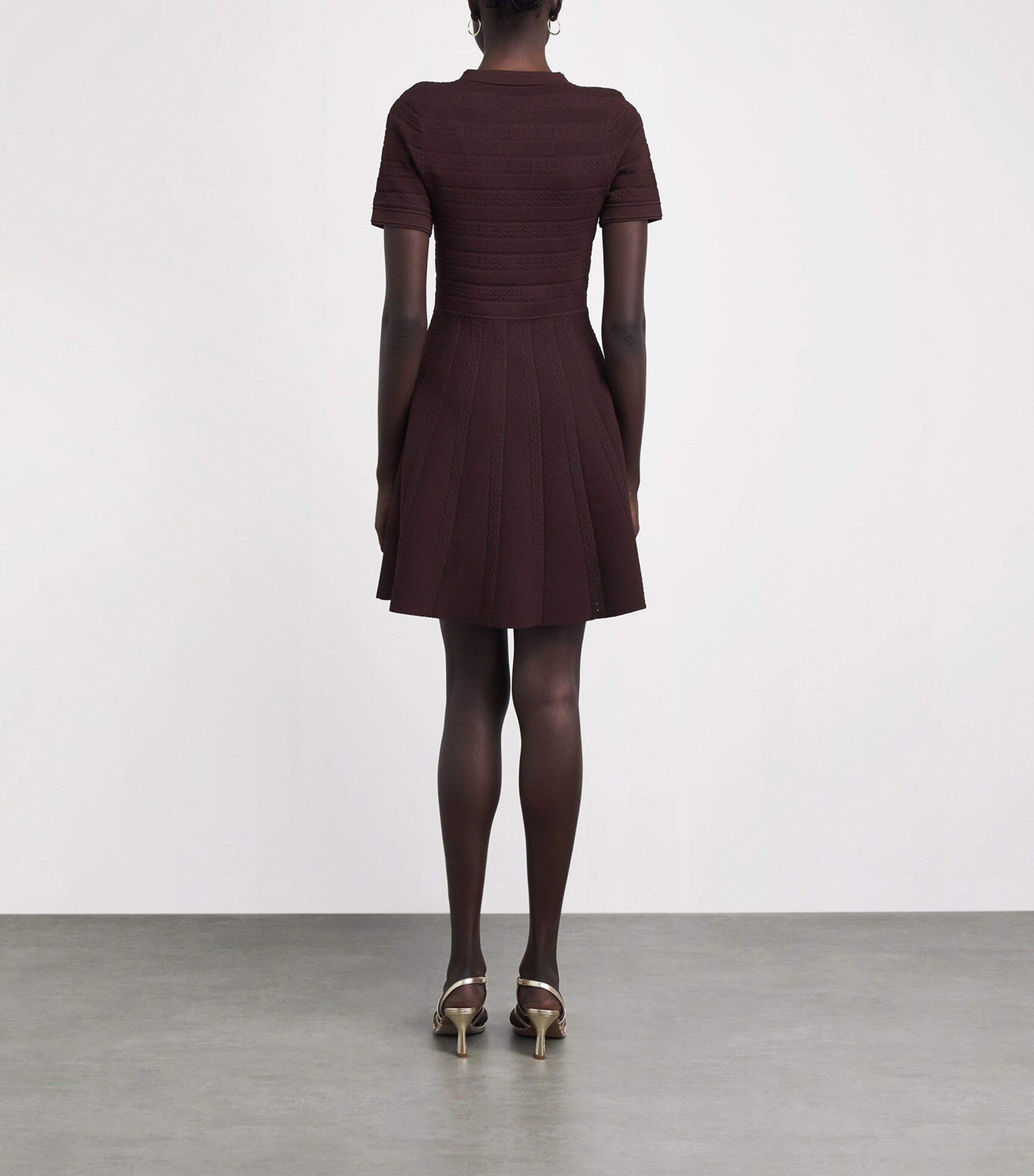 Sandro Paris Womens Knitted Button-Up Mini Dress Brown Image 4