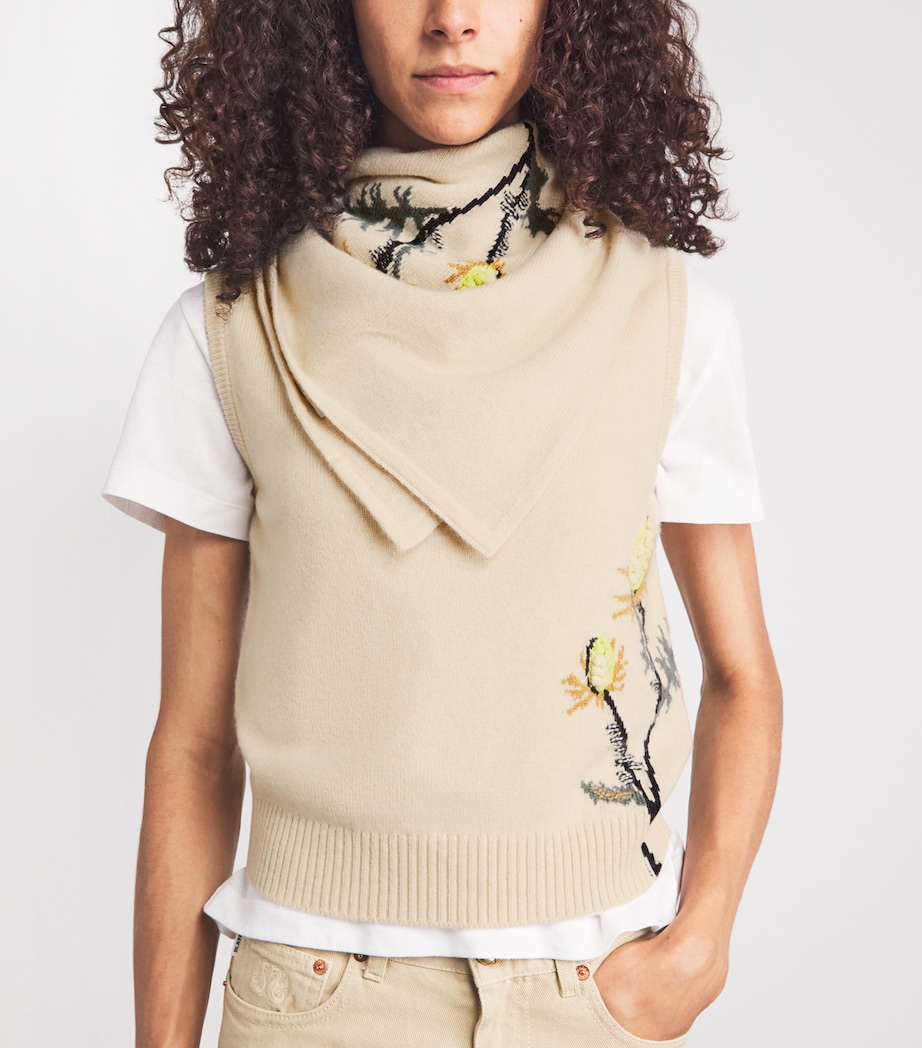 Barrie Womens Cashmere Thistle Scarf Canvas Multi Image 2