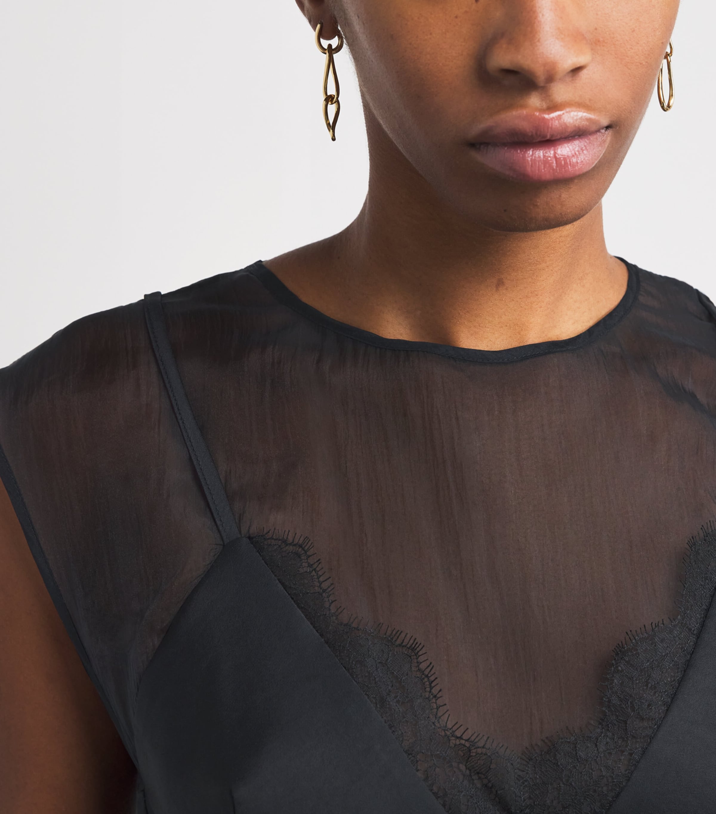 Satin Lace Top BLACK Image 6