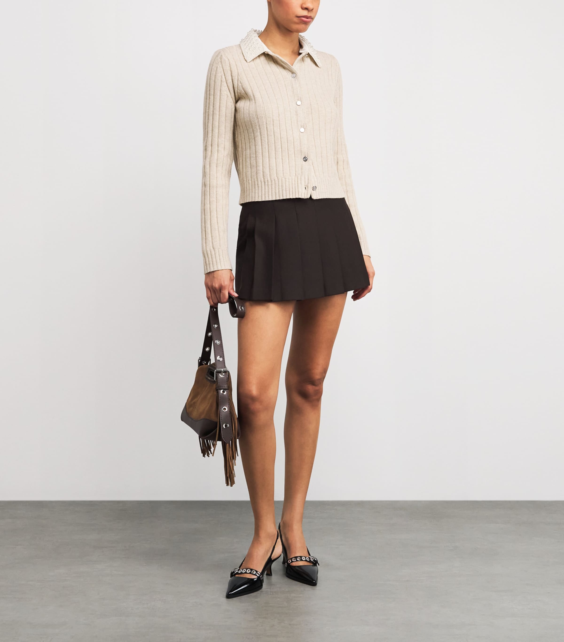 Wool-Blend Embellished Cardigan BEIGE Image 2