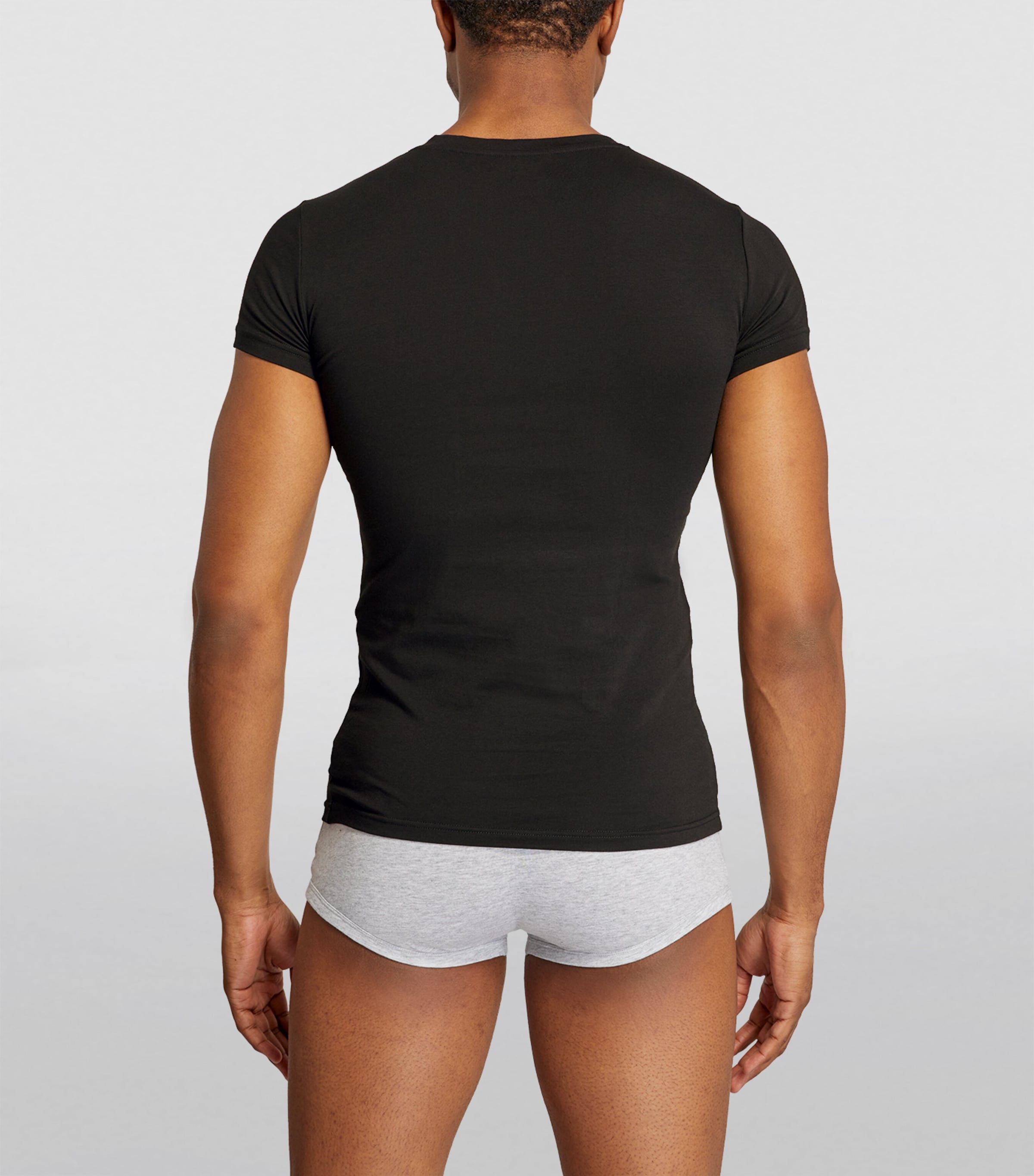 V-Neck Cotton Eagle T-Shirt 00020 BLACK Image 3