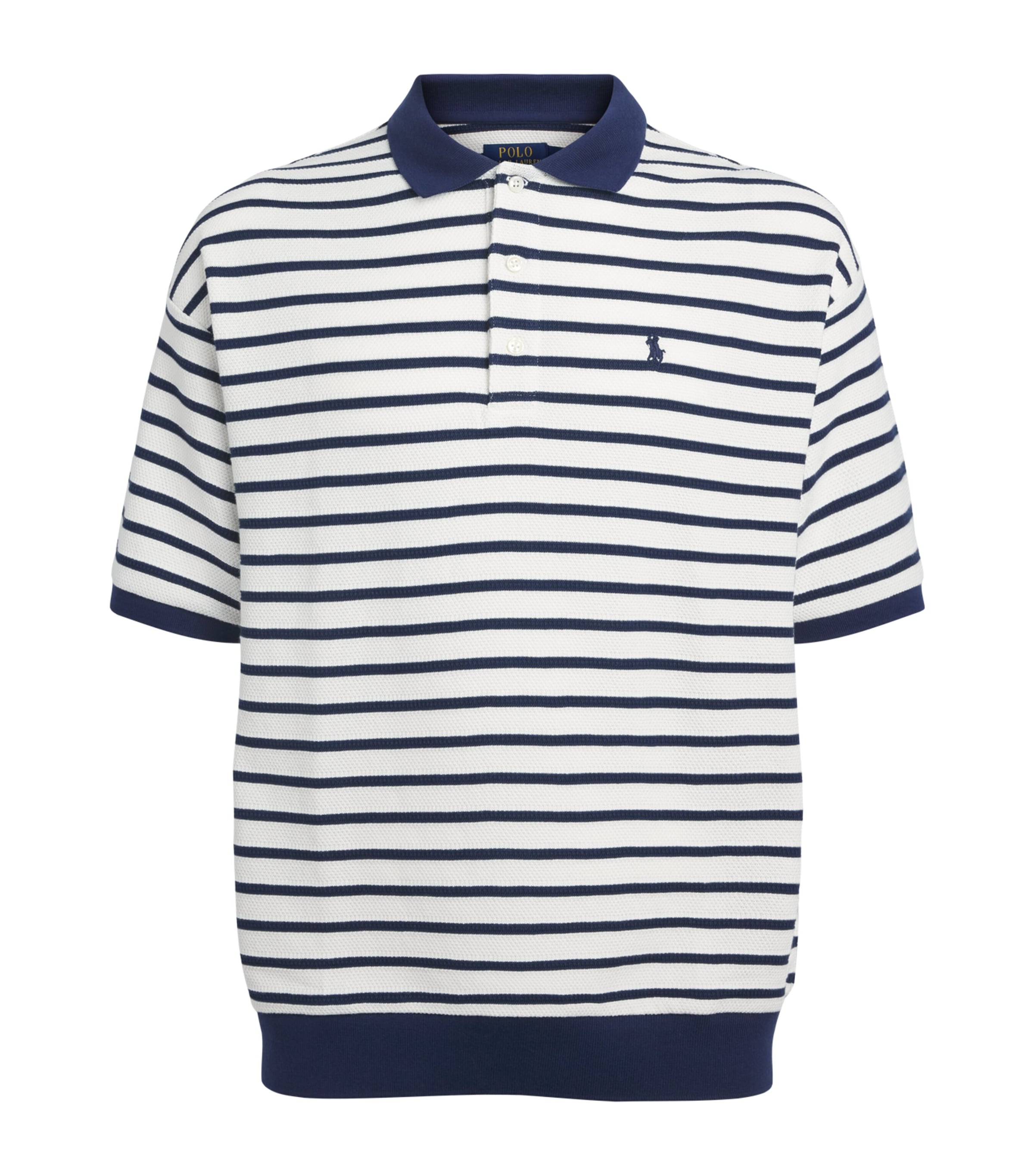 Polo Ralph Lauren Mens Cotton Mesh Slim Polo Shirt Nevis/newport Navy Image 1