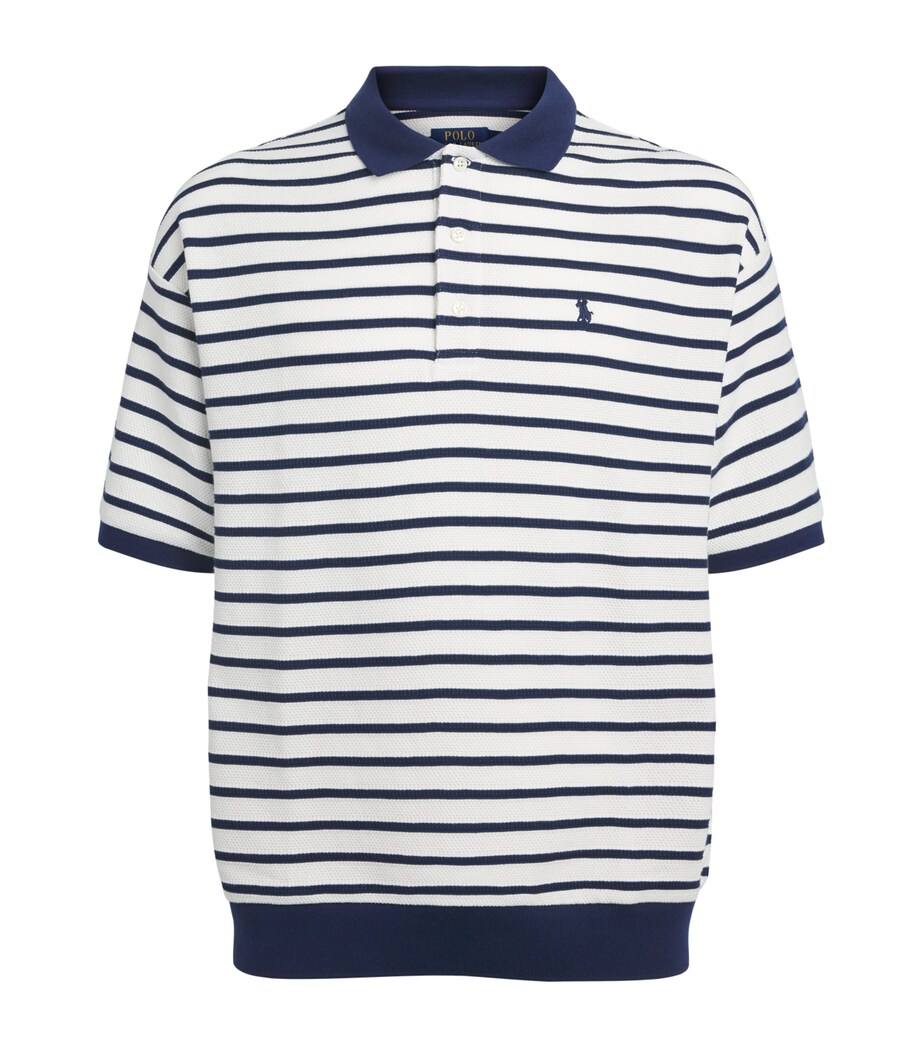 Polo Ralph Lauren Mens Cotton Mesh Slim Polo Shirt Nevis/newport Navy Image 1