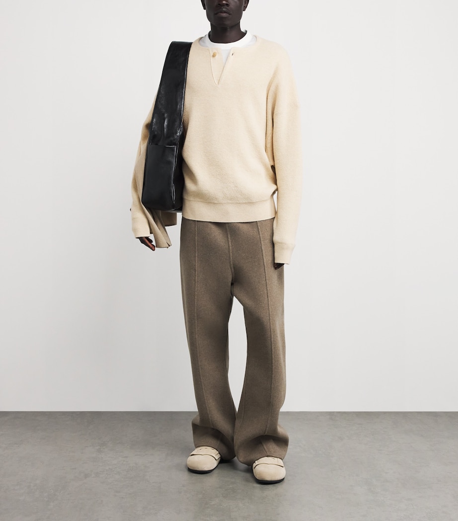 Virgin Wool Henley Sweater BONE Image 2