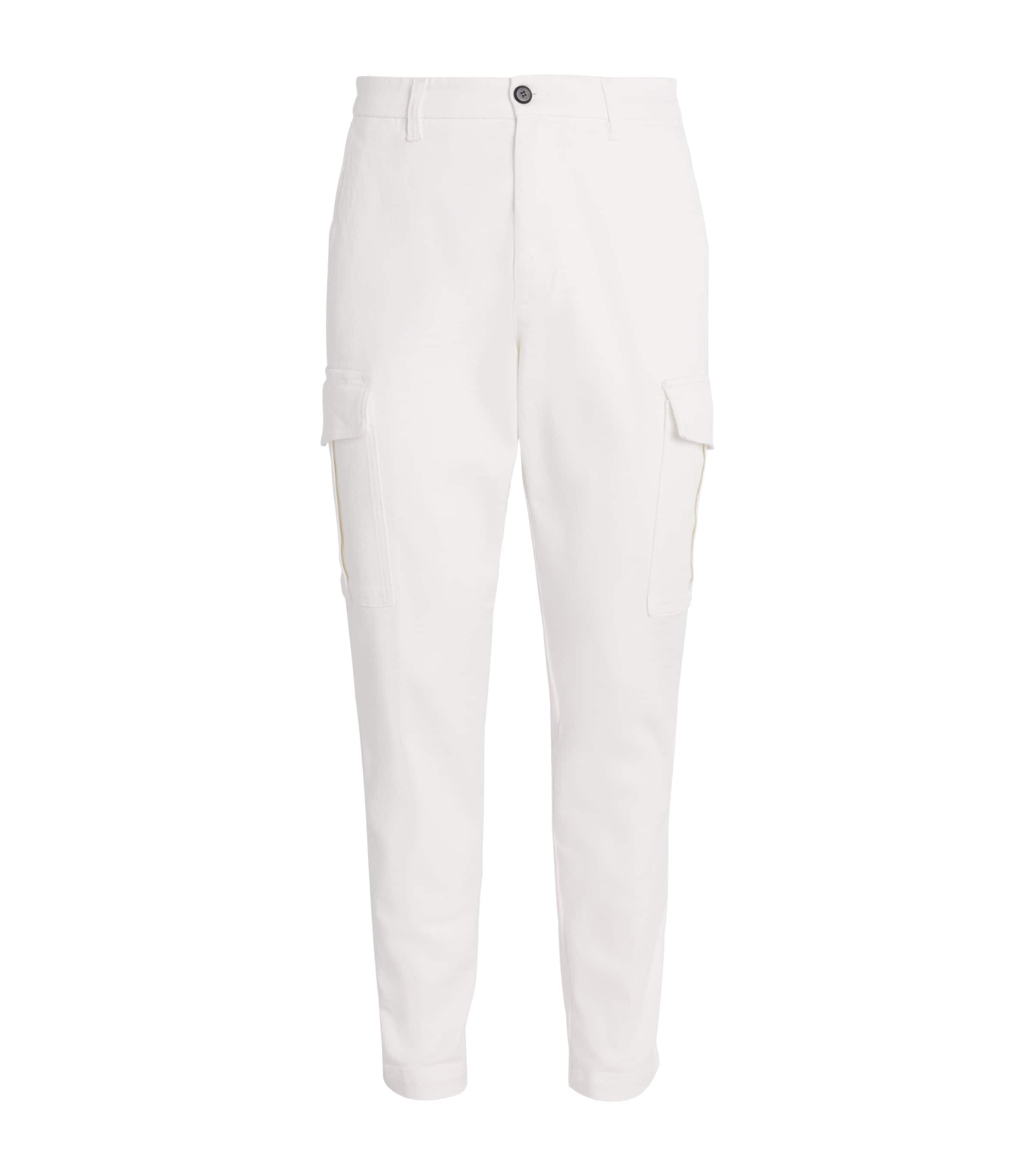 Eleventy Mens Stretch-Cotton Cargo Trousers Bianco Image 1