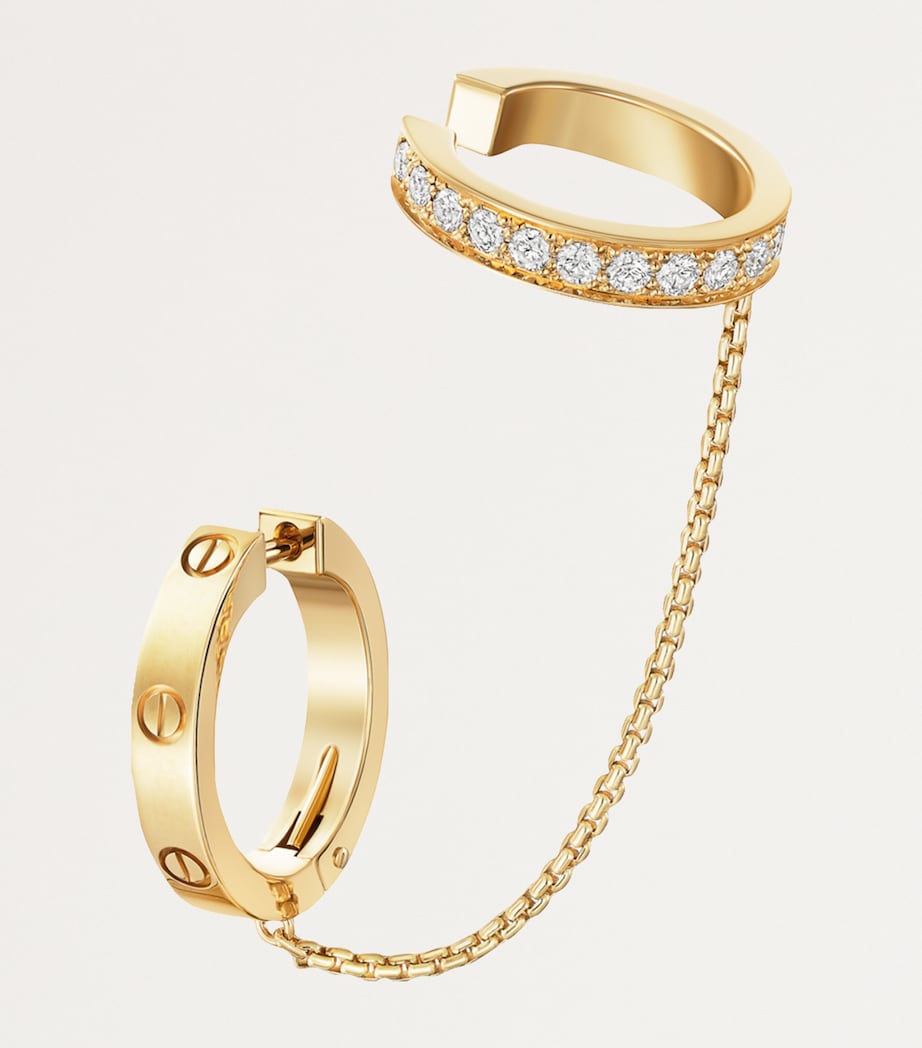 Yellow Gold and Diamond LOVE Hoop Single Earring YELLOW GOLD Image 2