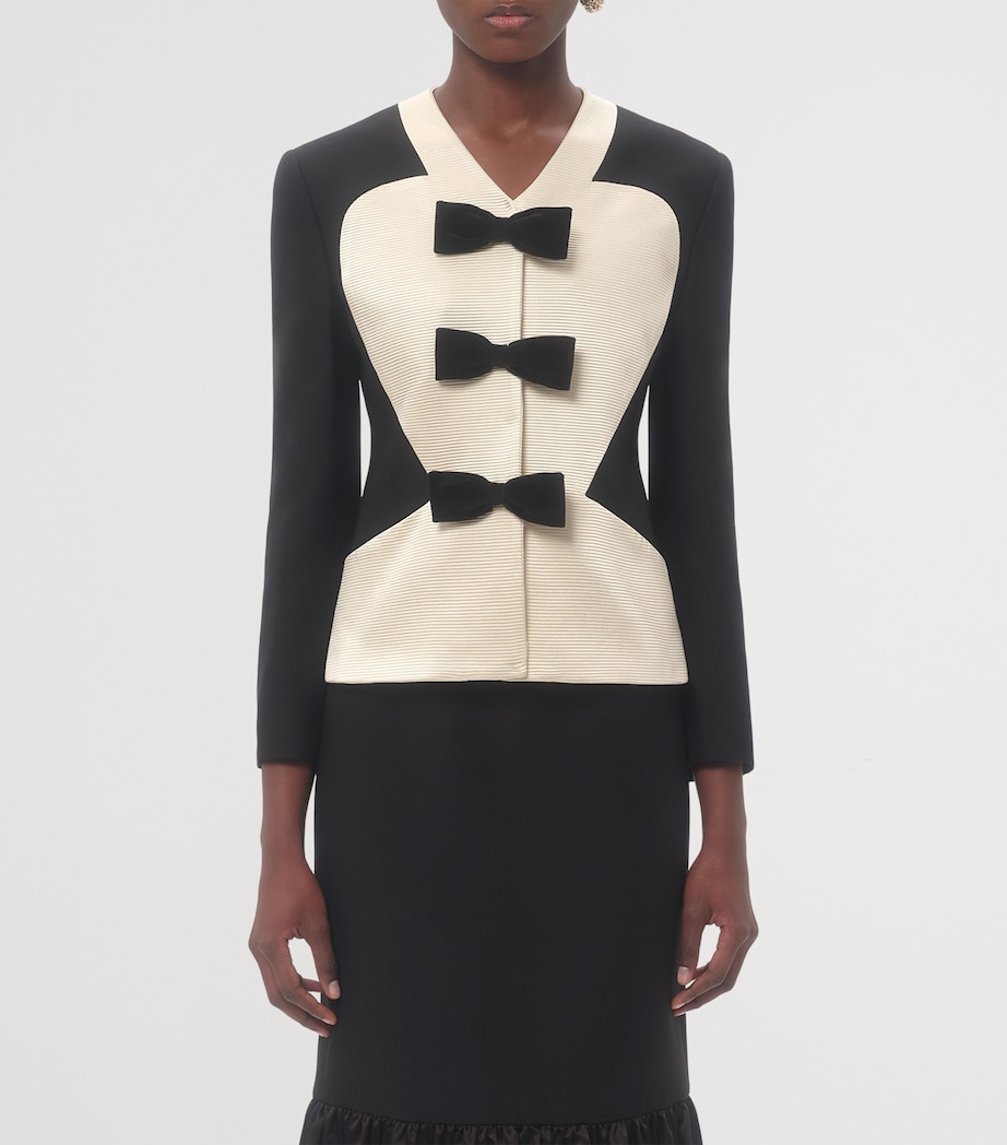 Virgin Wool-Silk Bow-Detail Blazer AUY Image 2