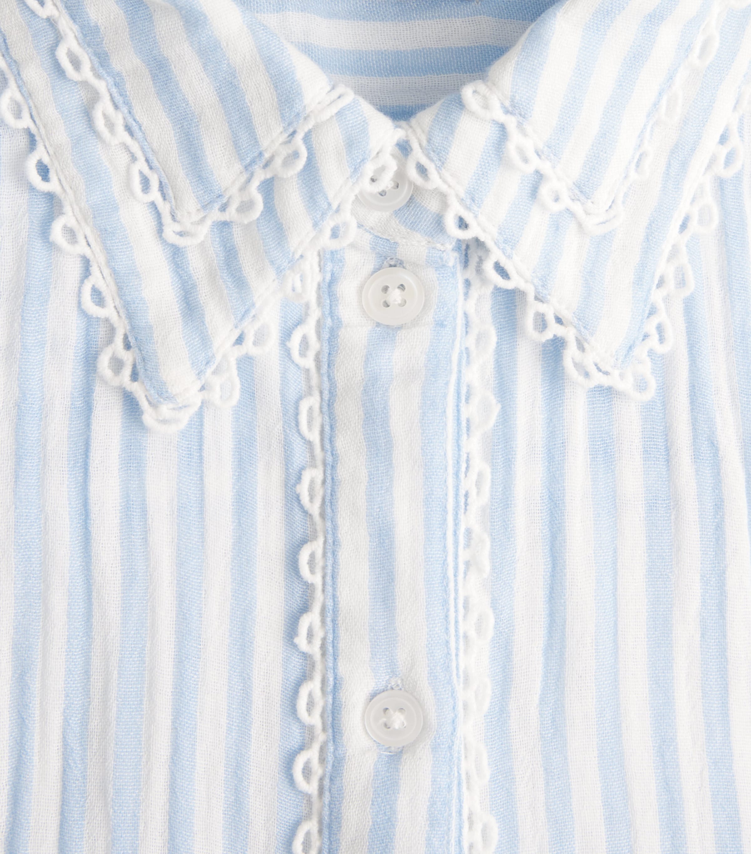 ME+EM Womens Cotton Stripe Blouse Blue/soft White Image 6