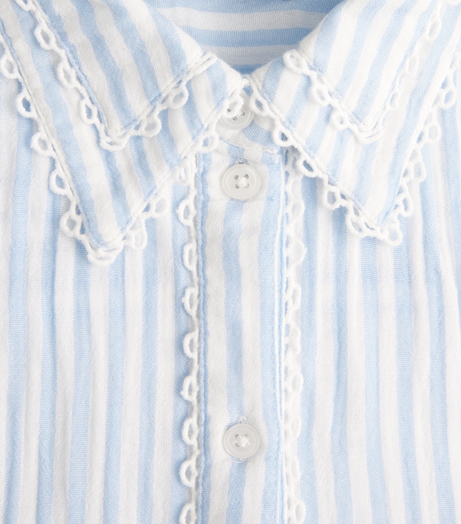 ME+EM Womens Cotton Stripe Blouse Blue/soft White Image 6