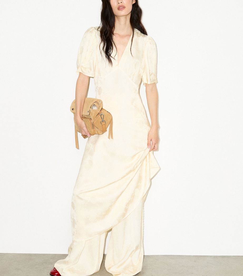 MAX&Co. Womens Satin V-Neck Midi Dress Banana Image 5