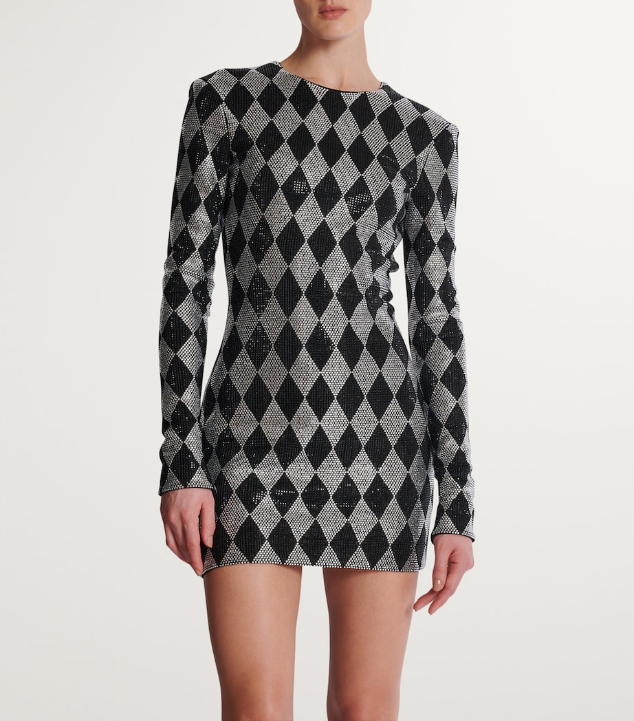 Embellished Diamond Mini Dress EAW NOIR/CRISTAL Image 5