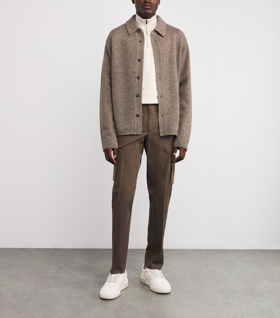 Corneliani Mens Virgin Wool-Cashmere Sweater Natural/ Beige Image 2