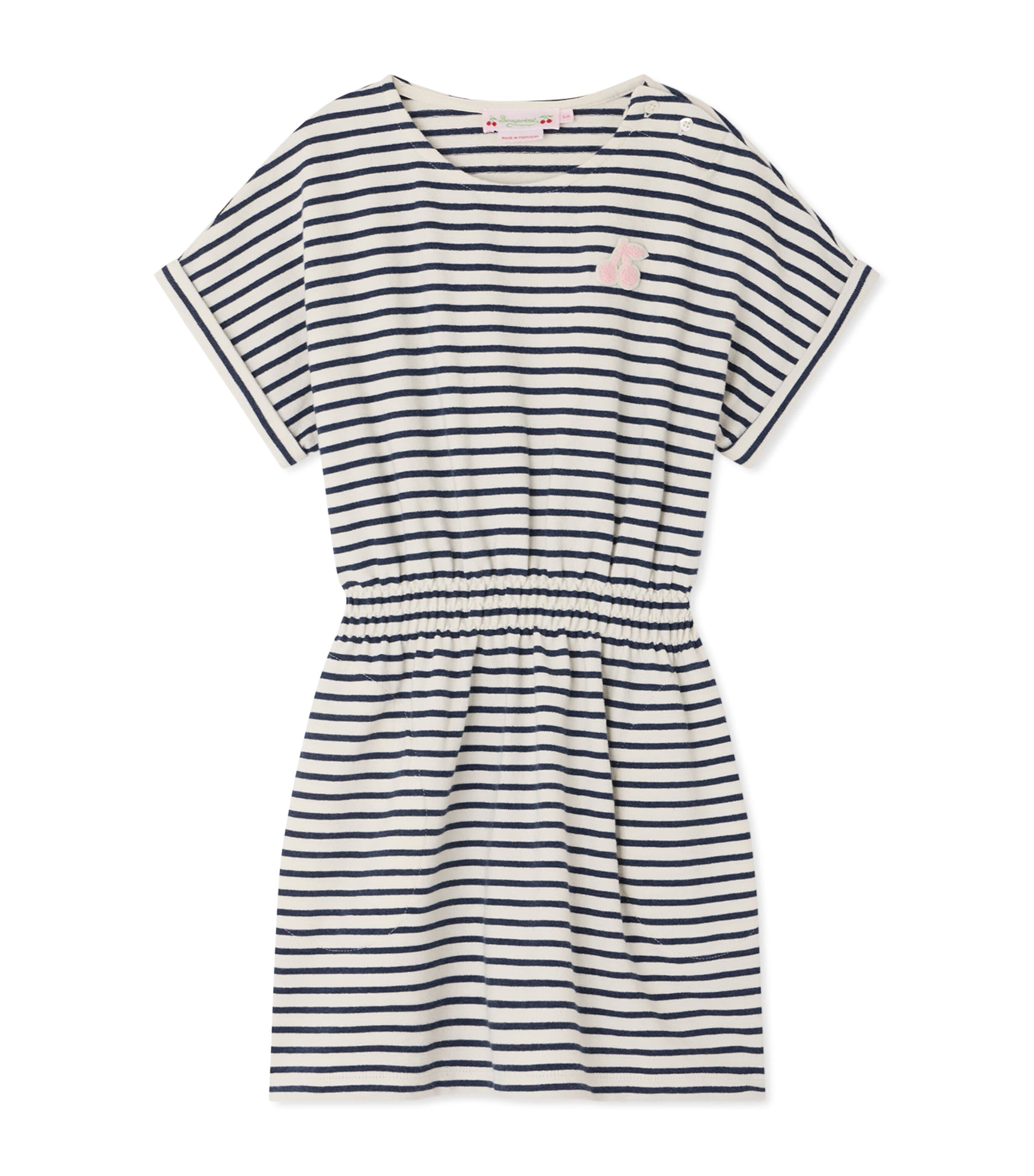 Bonpoint Cotton Stripe Dress (10-14 Years) Indigo Image 1