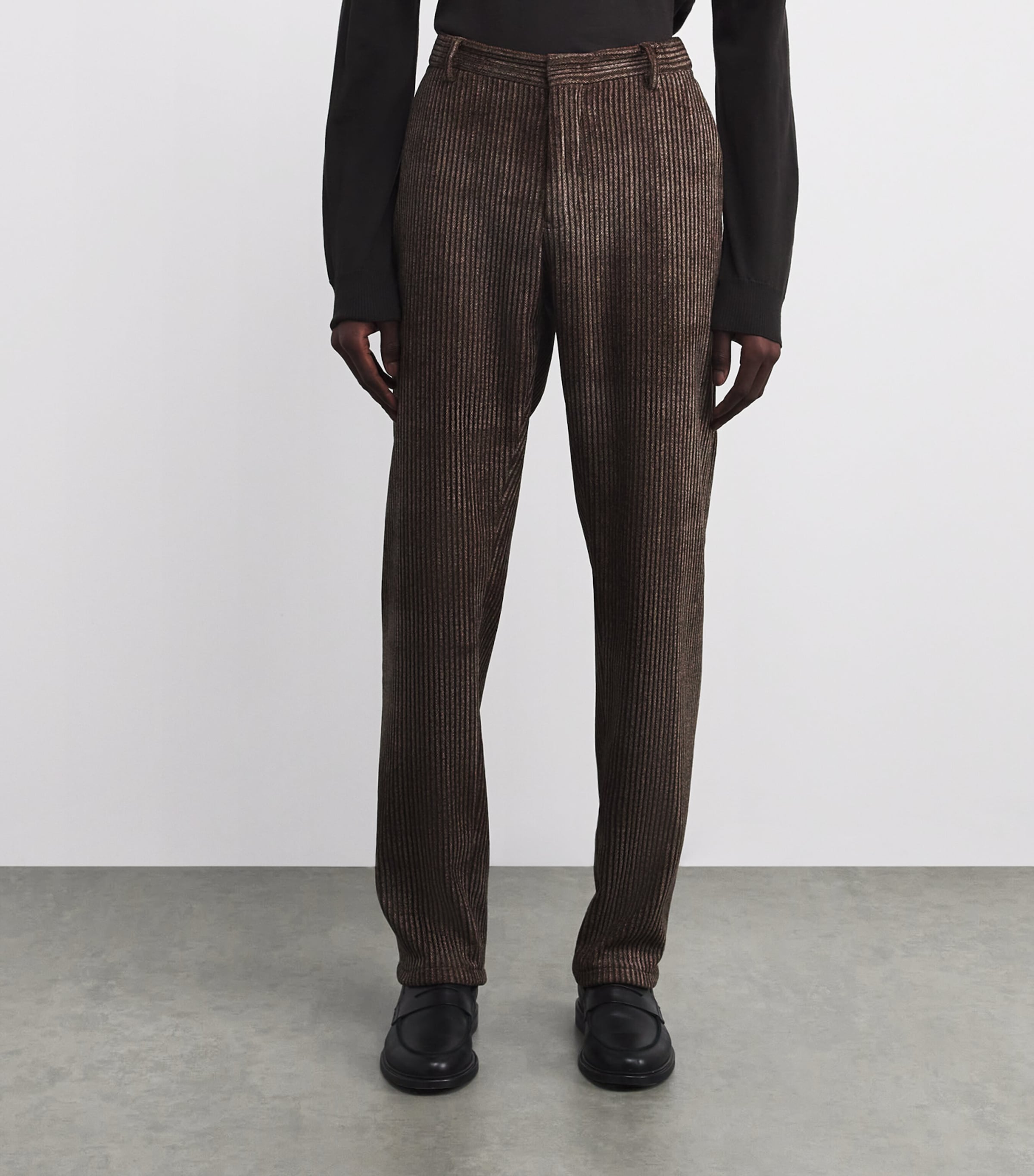 Emporio Armani Red Corduroy Herringbone Print Trousers | Harrods US