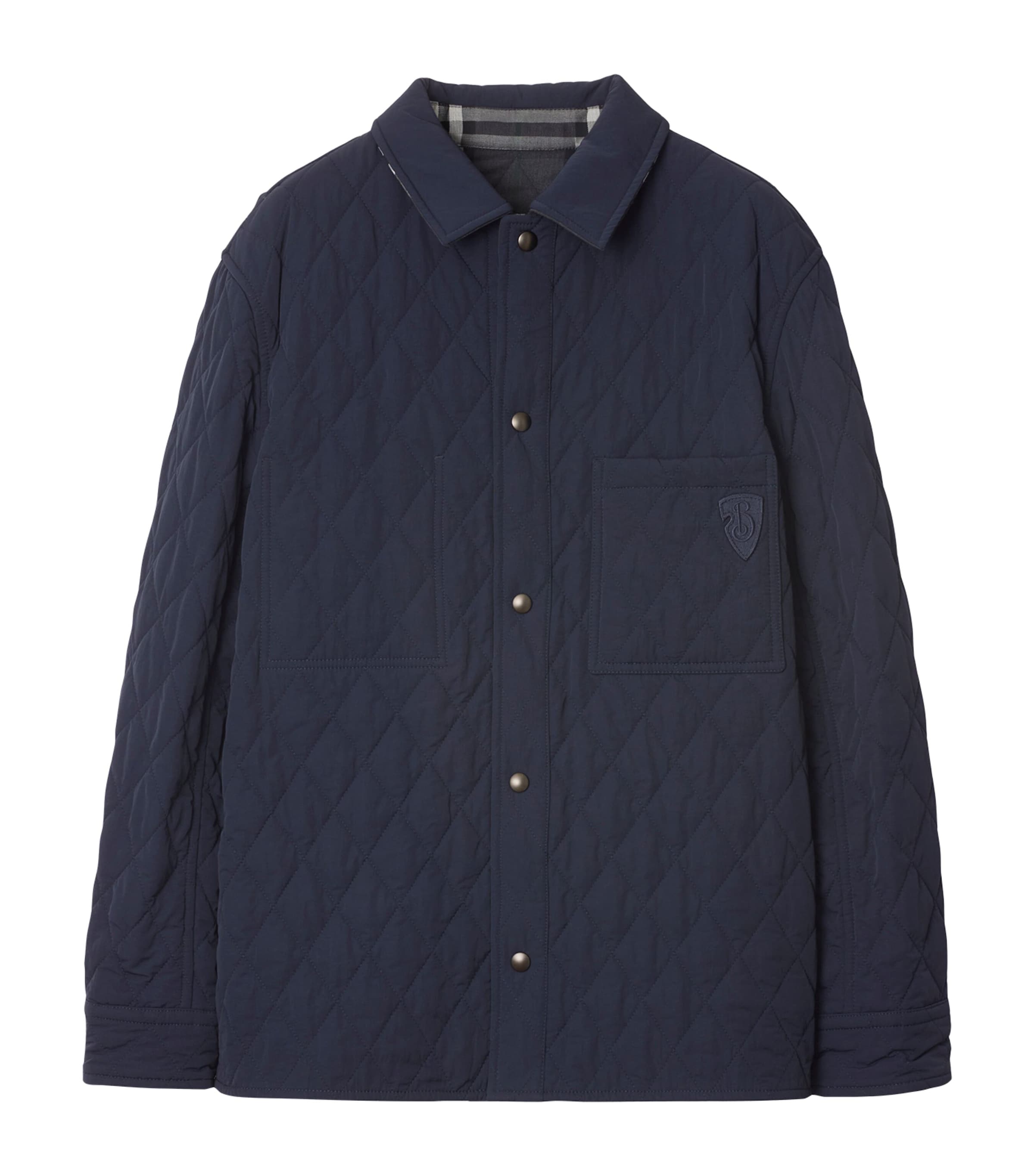 Burberry Quilted Check Reversible Jacket In Blue