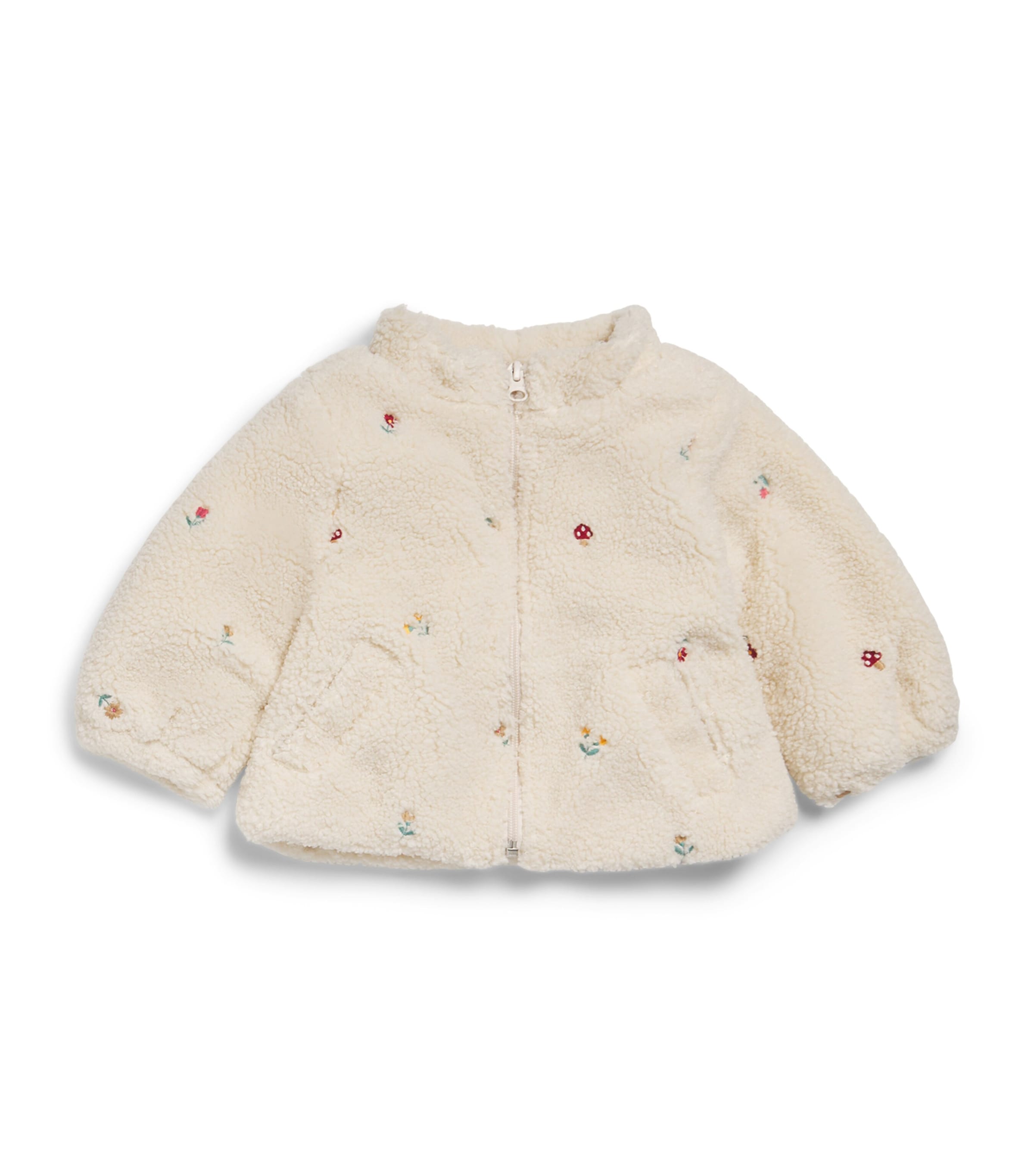 Purebaby Fleece Embroidered Jacket (0-12 Months) Wftbr Wht Frst Brdr Image 1