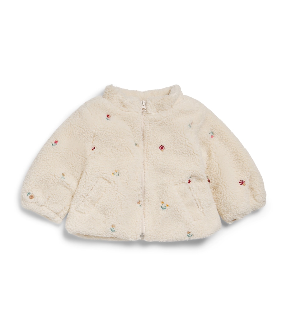 Purebaby Fleece Embroidered Jacket (0-12 Months) Wftbr Wht Frst Brdr Image 1