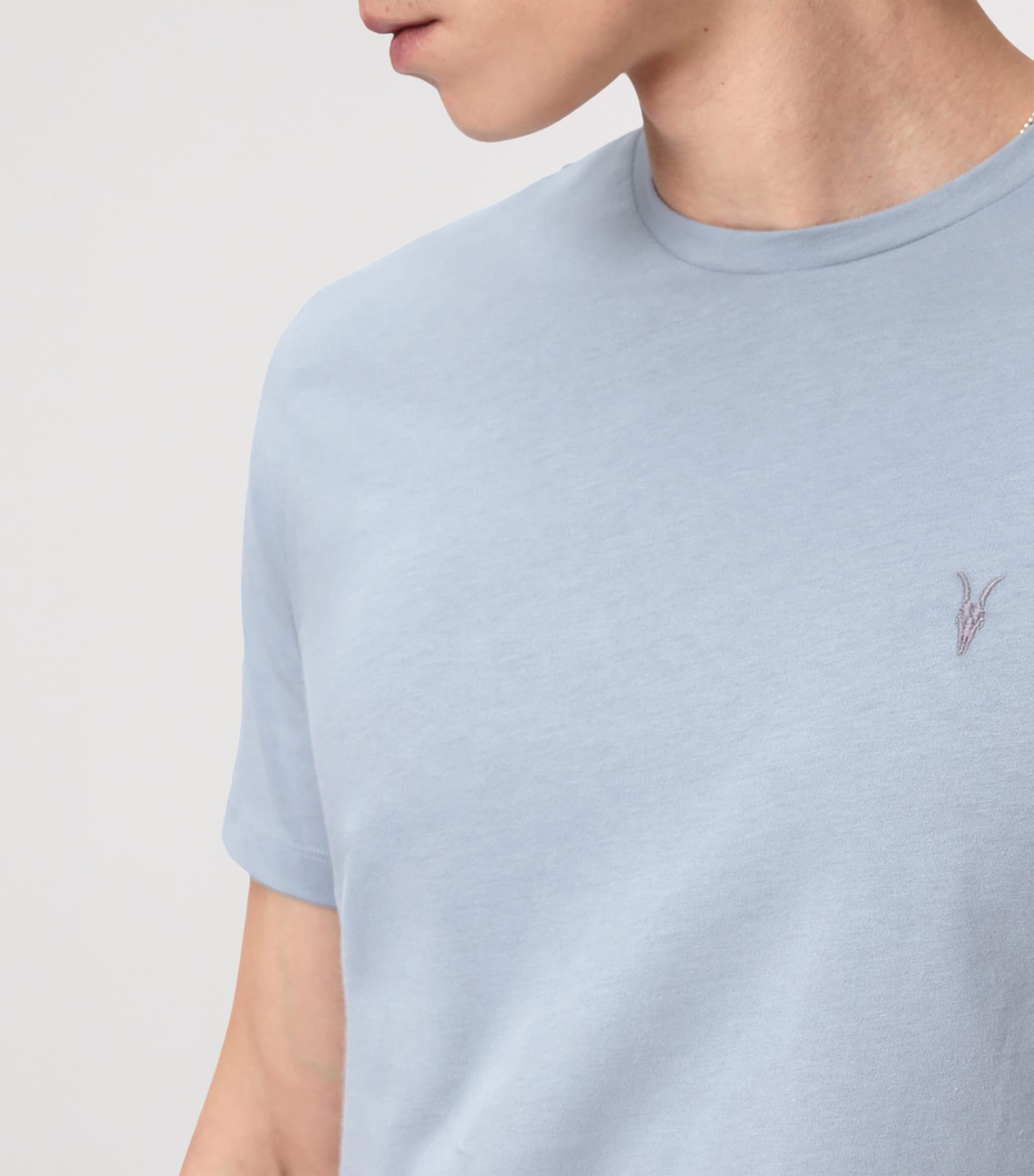 AllSaints Mens Organic Cotton Brace T-Shirt Misty Blue Image 7