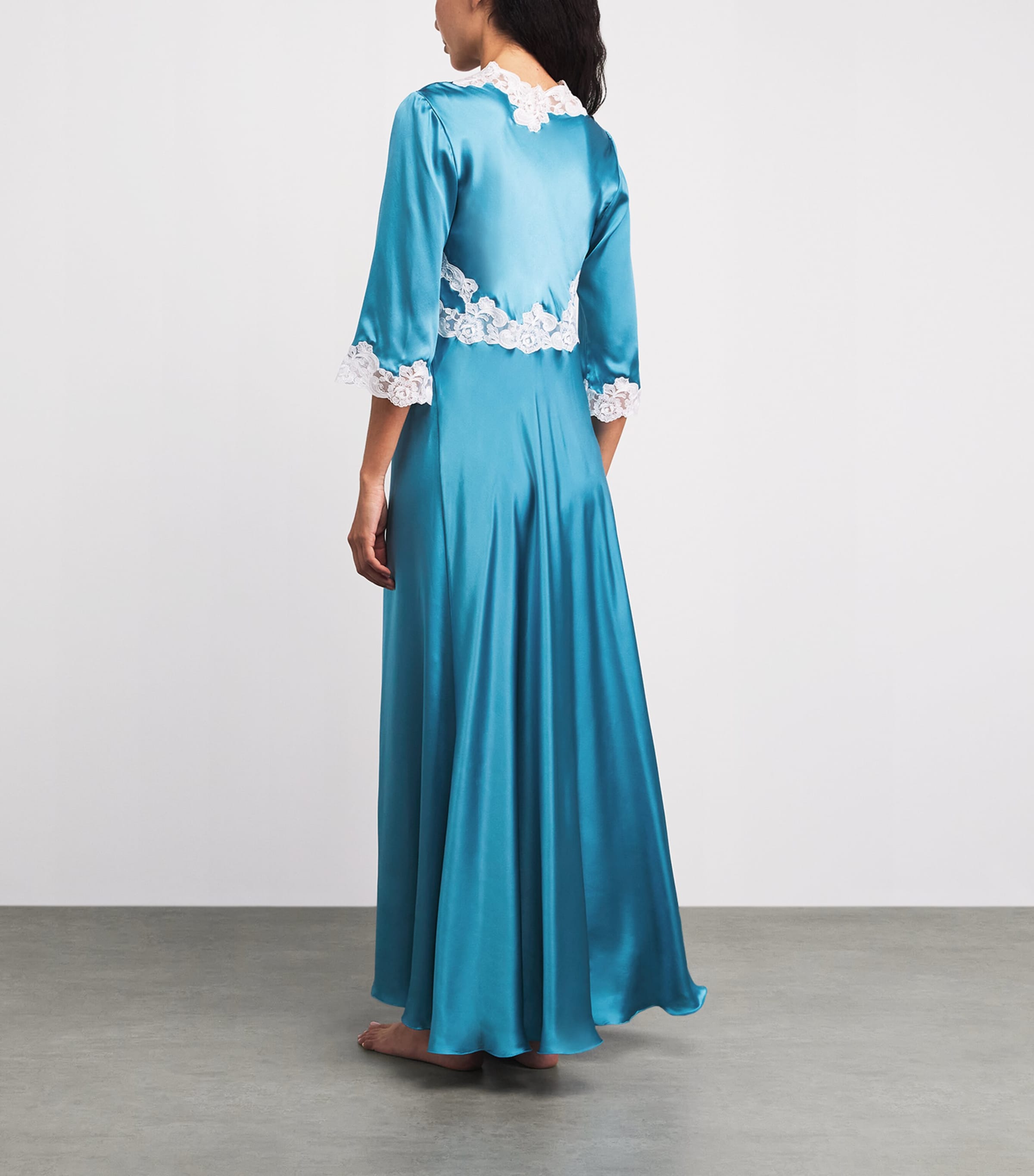 Loretta Caponi Womens Silk Viva Robe Turqouise Image 4